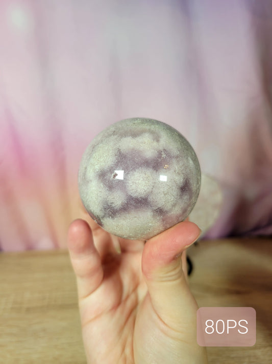 Sparkly Purple Amethyst Flower Agate Sphere 80PS