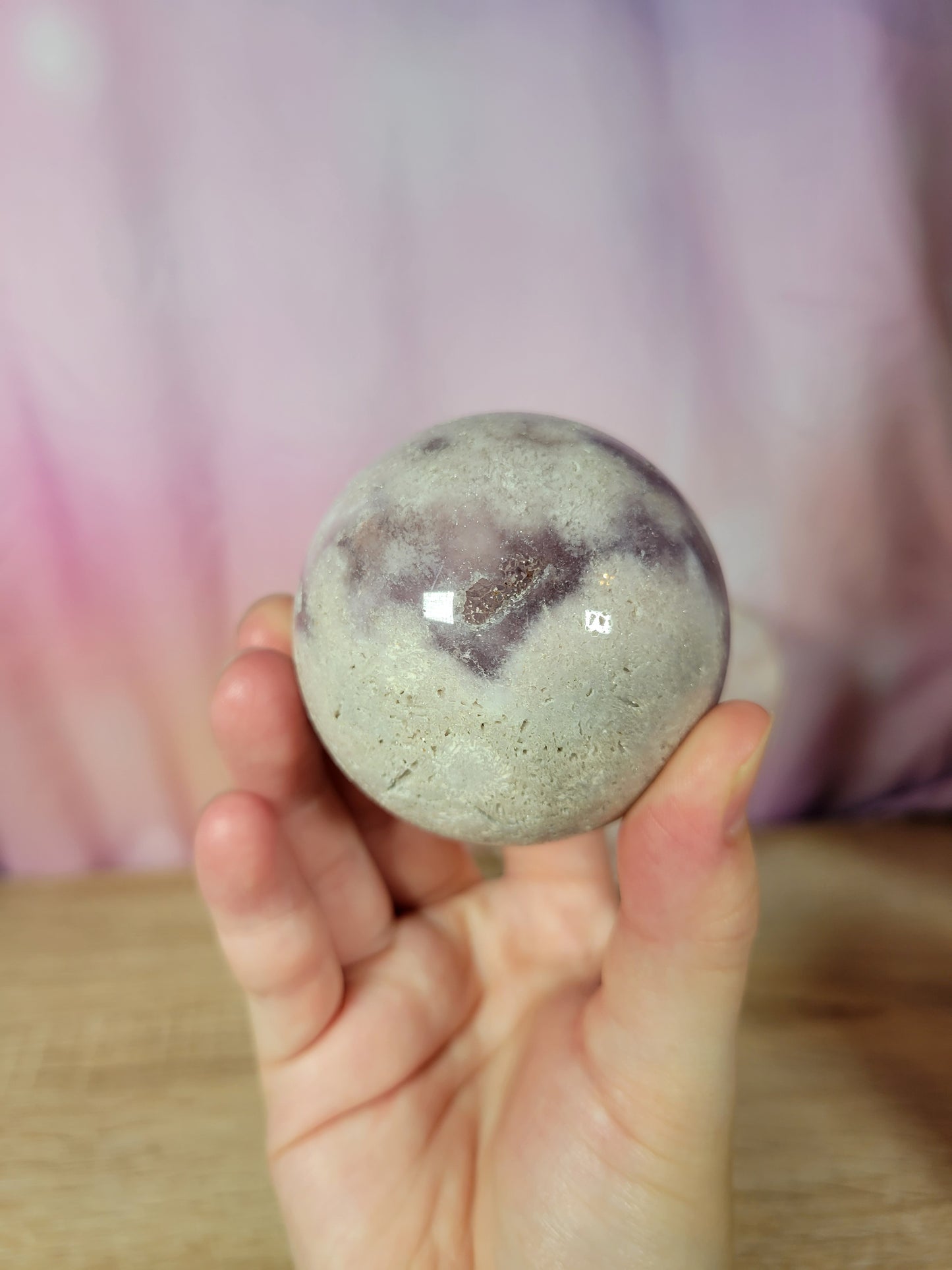 Sparkly Purple Amethyst Flower Agate Sphere 80PS