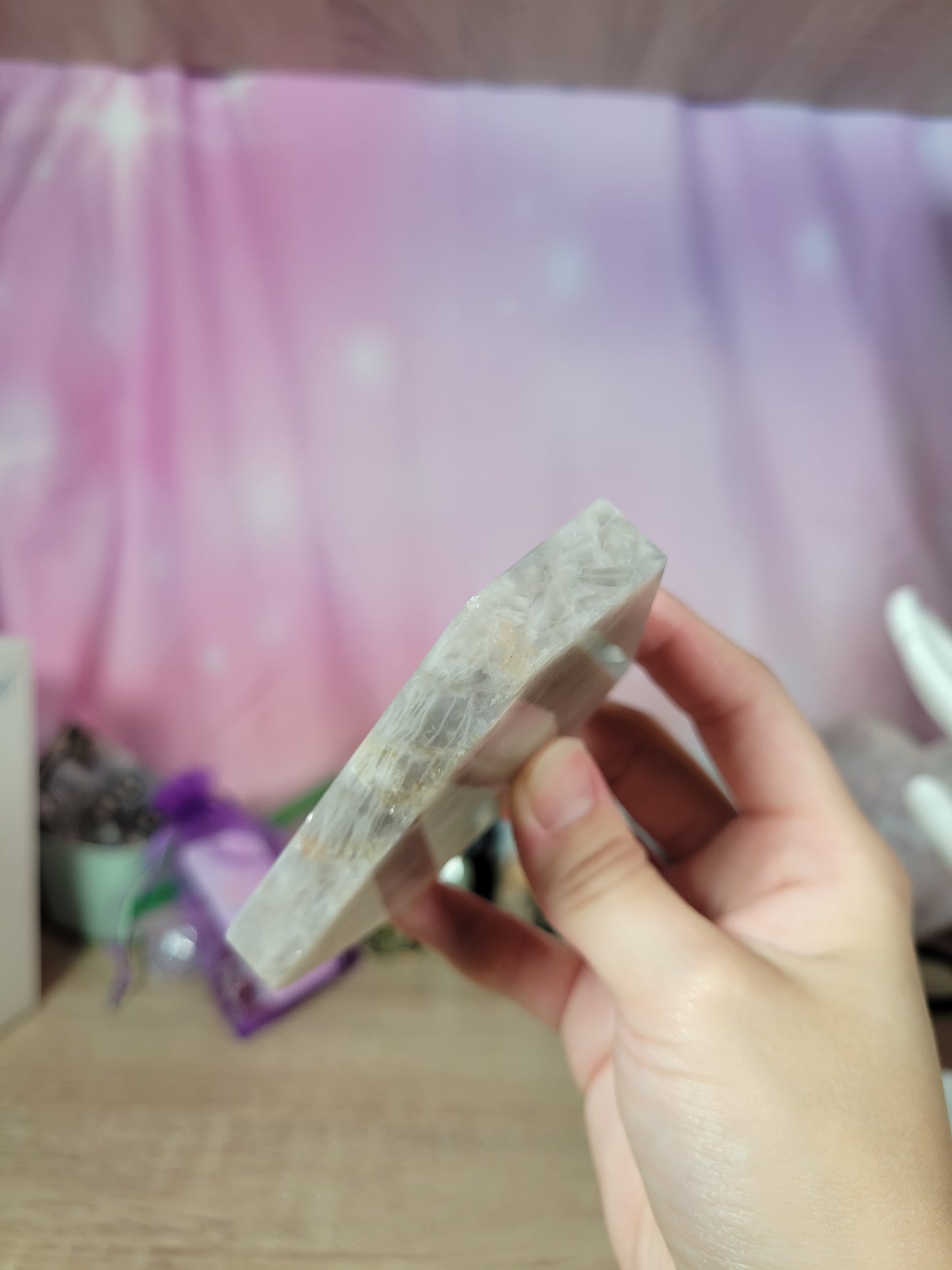 Sparkly Blue Rose Quartz Freeform Slab 48QS