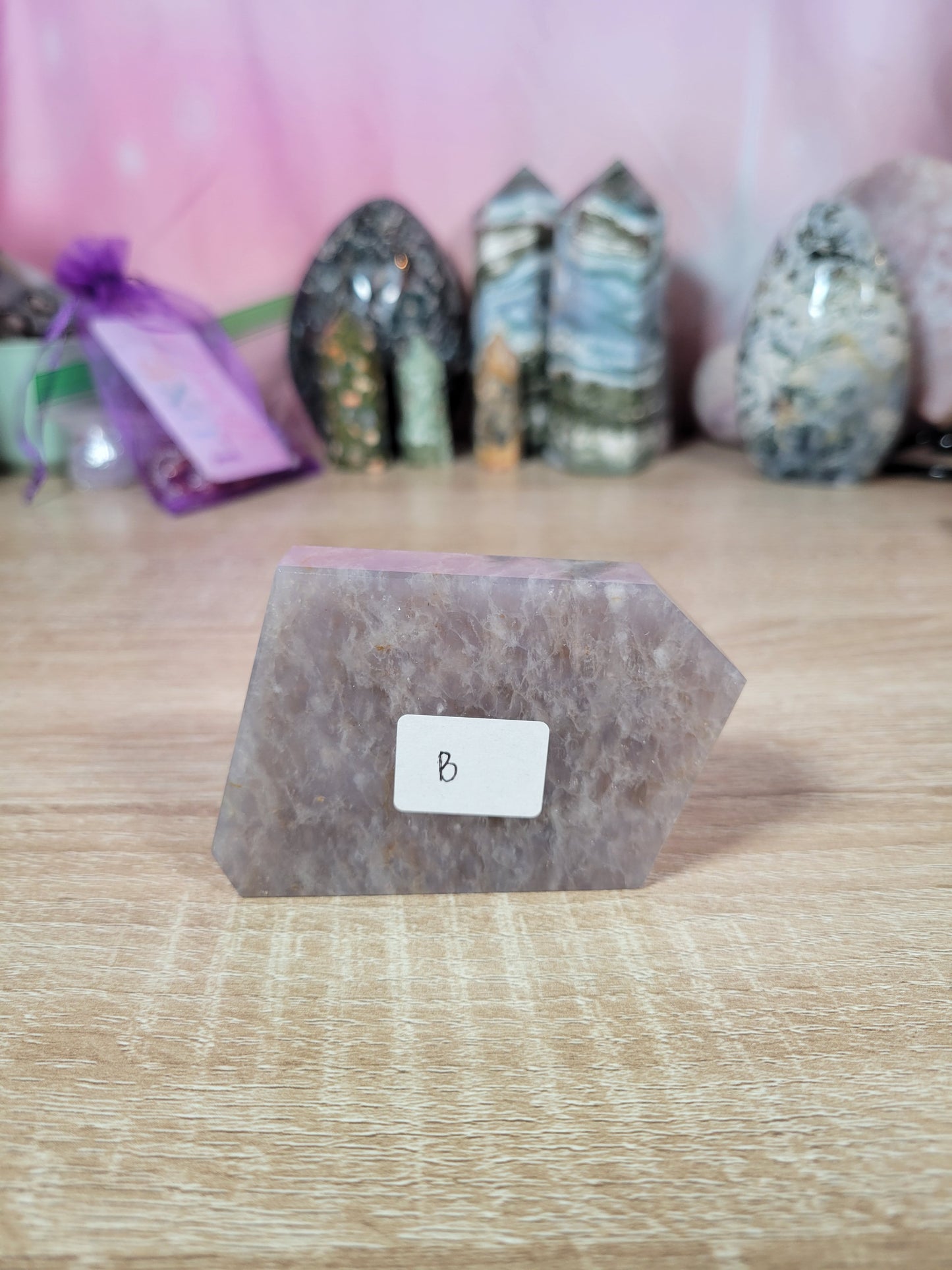 Sparkly Blue Rose Quartz Freeform Slab with Golden Healer Inclusions 54QS