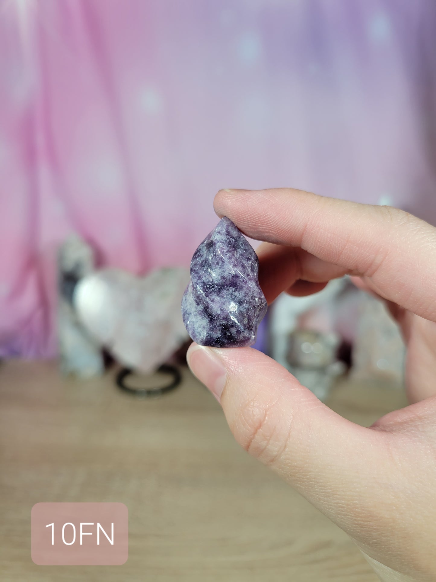 Mini Lepidolite Flame Carving 10FN