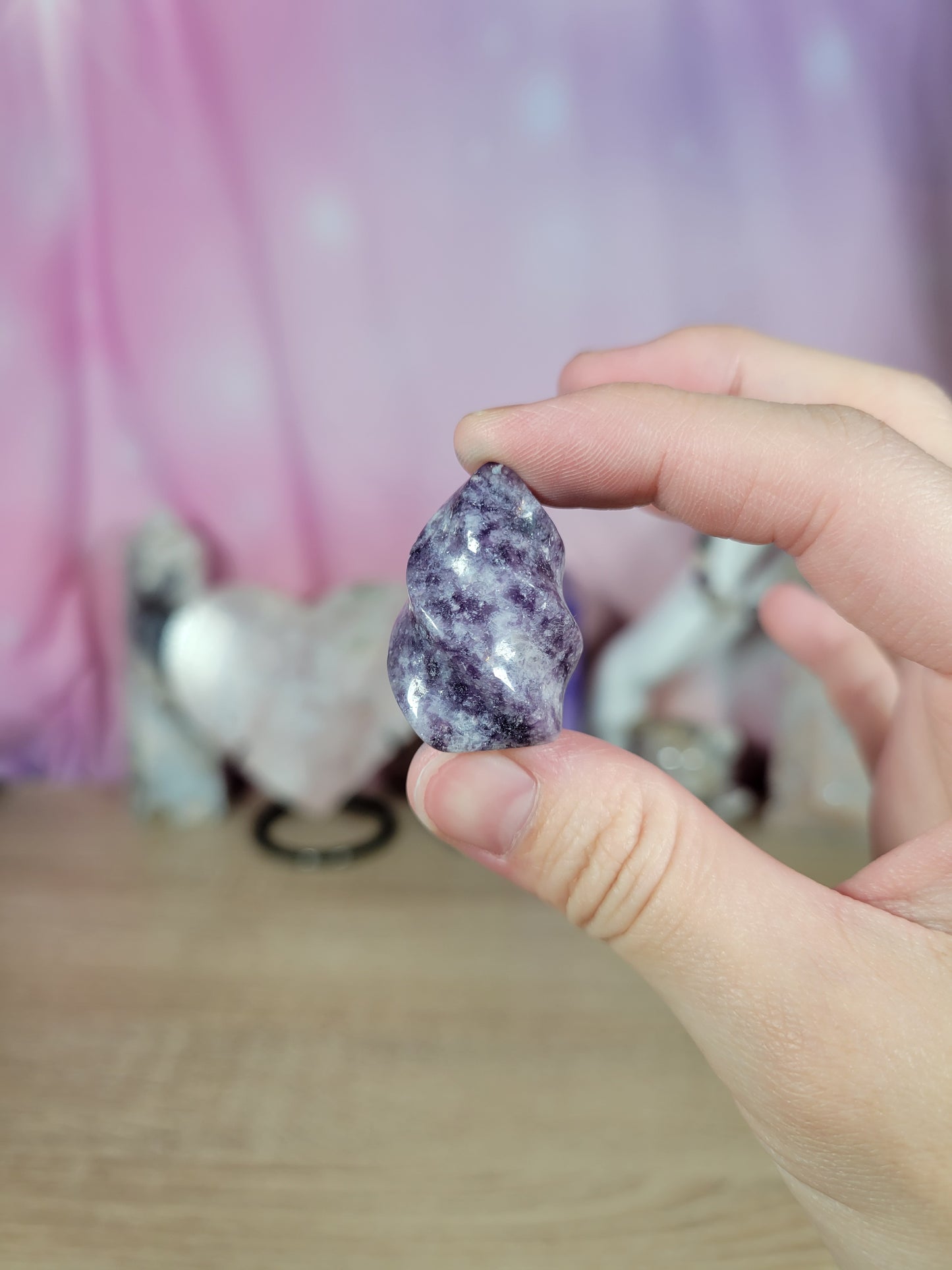 Mini Lepidolite Flame Carving 10FN