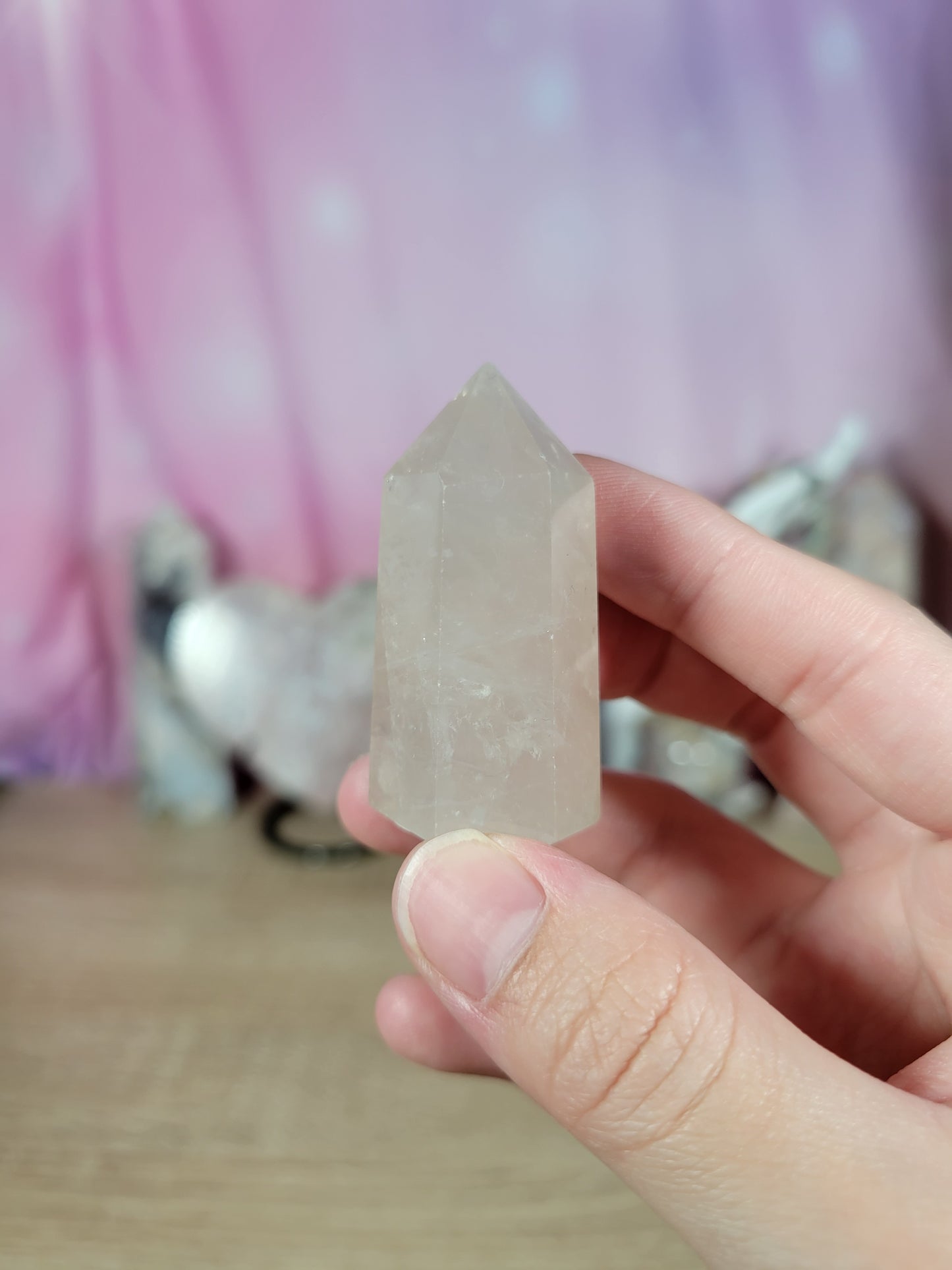 Small Cute Blue Rose Quartz Point IMPERFECT 10BZ