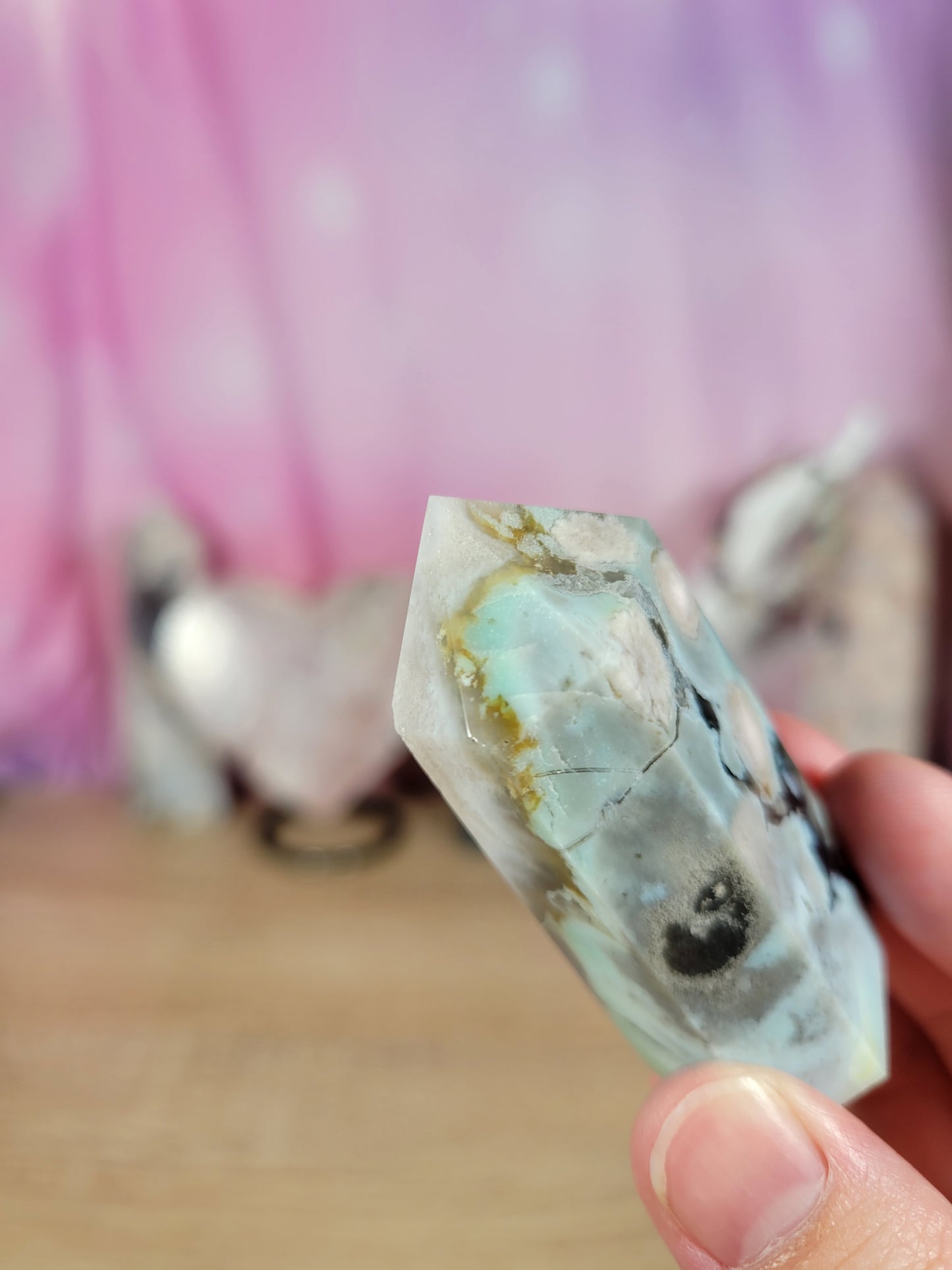 Cute Blue Black Flower Agate Point 28BF