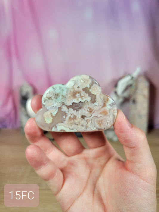 Pretty Flower Agate Cloud Carving 15FC