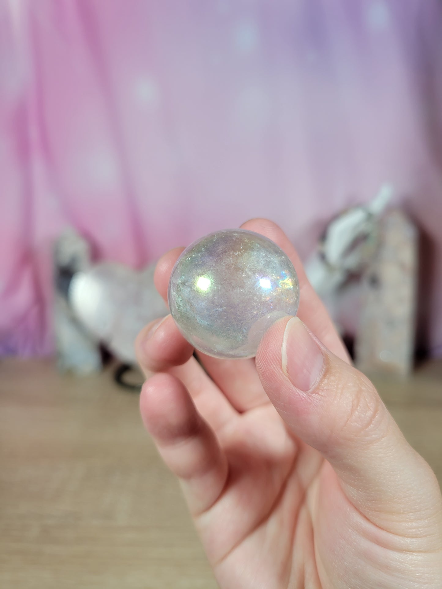 Aura Clear Quartz Spheres (2 options to choose from!)