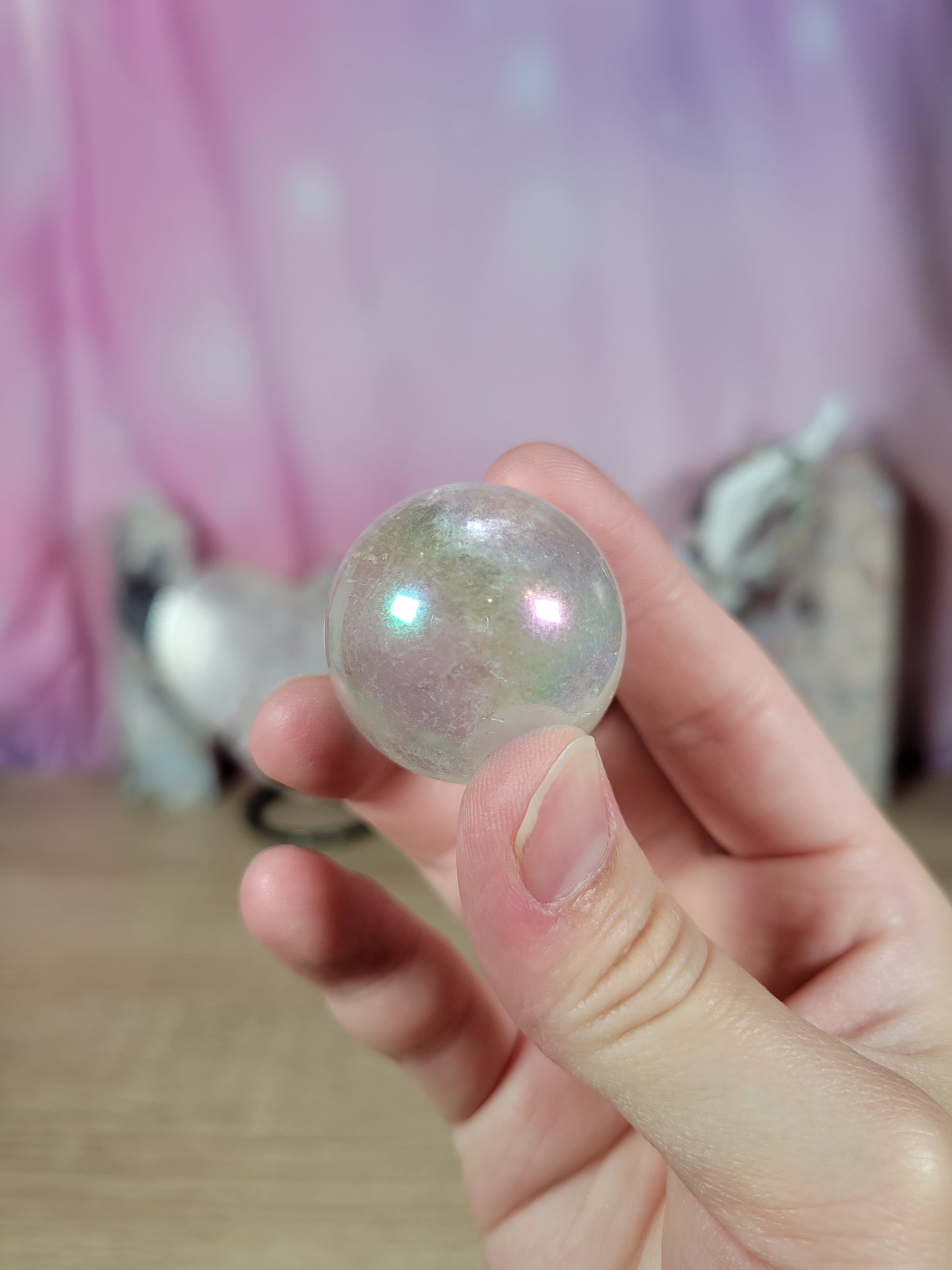 Aura Clear Quartz Spheres (2 options to choose from!)