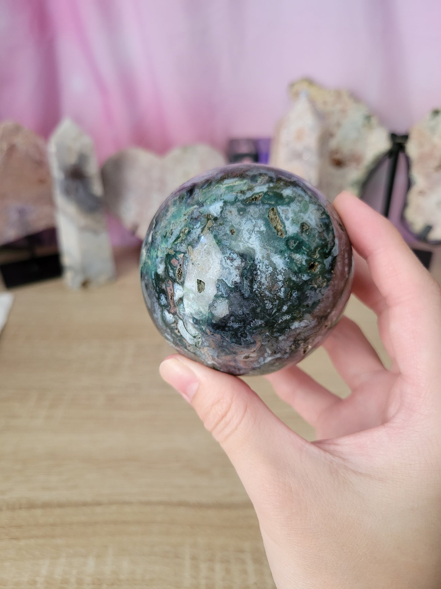 Dark Ocean Jasper OJ Sphere 75OJ