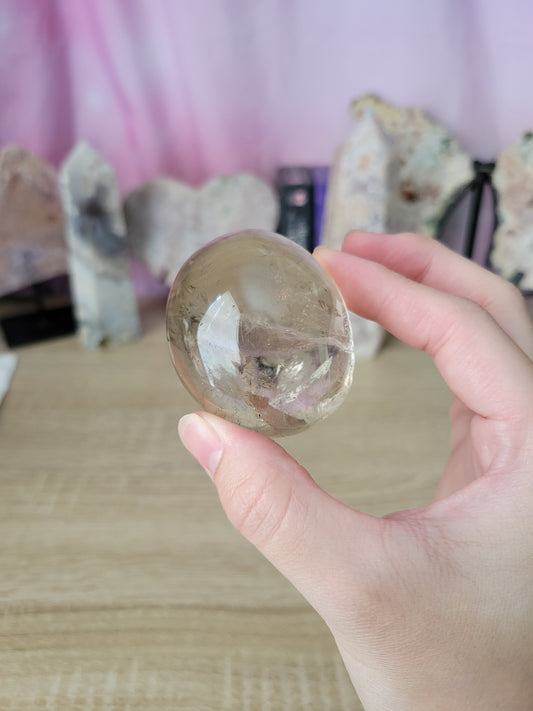 Super Clear Light Smoky Quartz Palm Palmstone 15SS