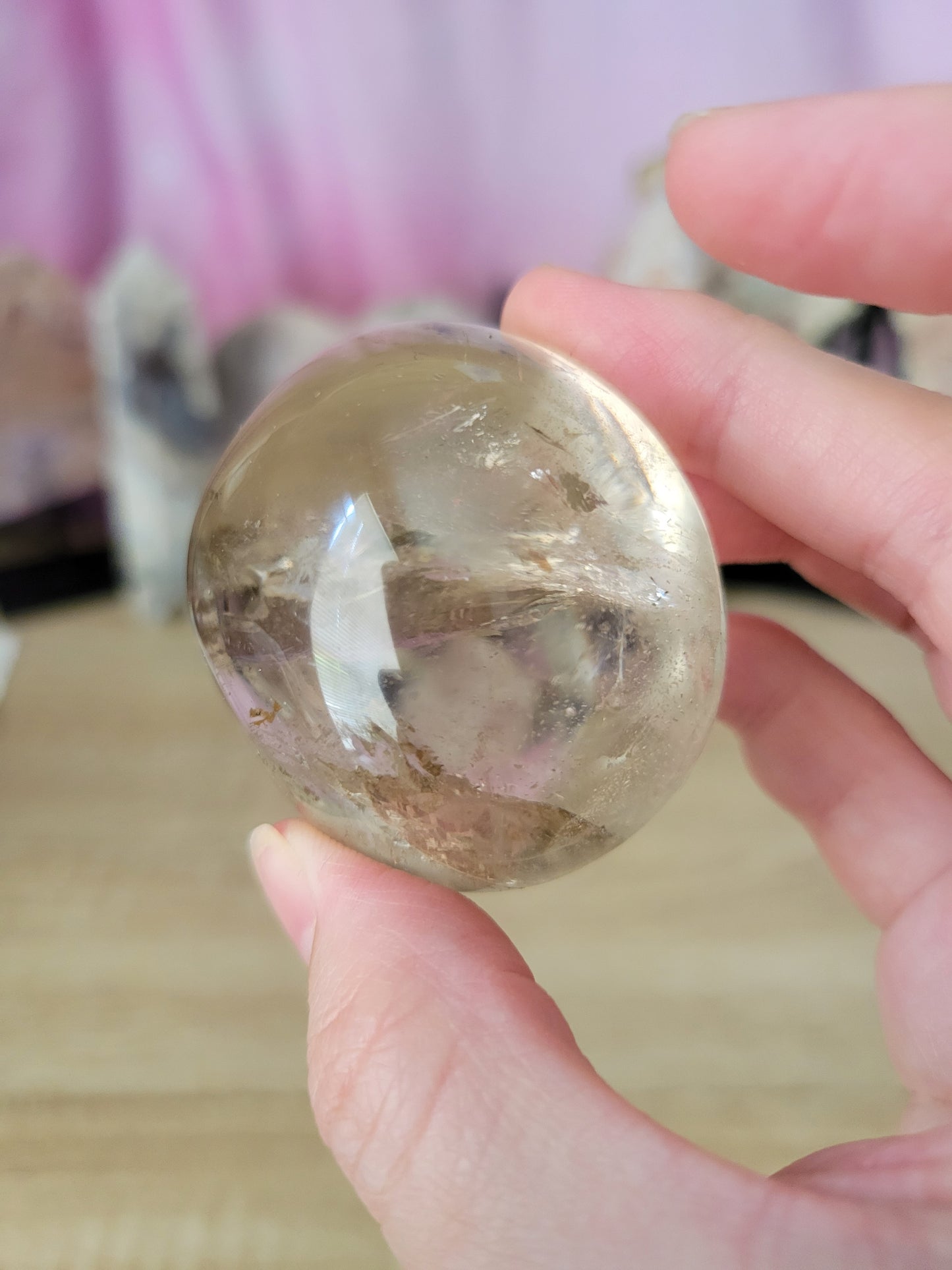 Super Clear Light Smoky Quartz Palm Palmstone 15SS