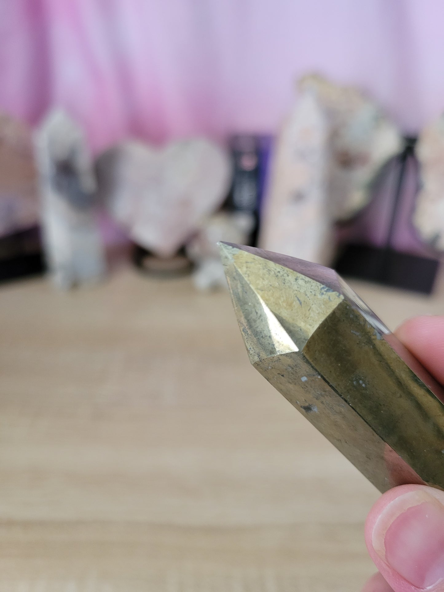 Money Polished Pyrite Point with Quartz 20PY