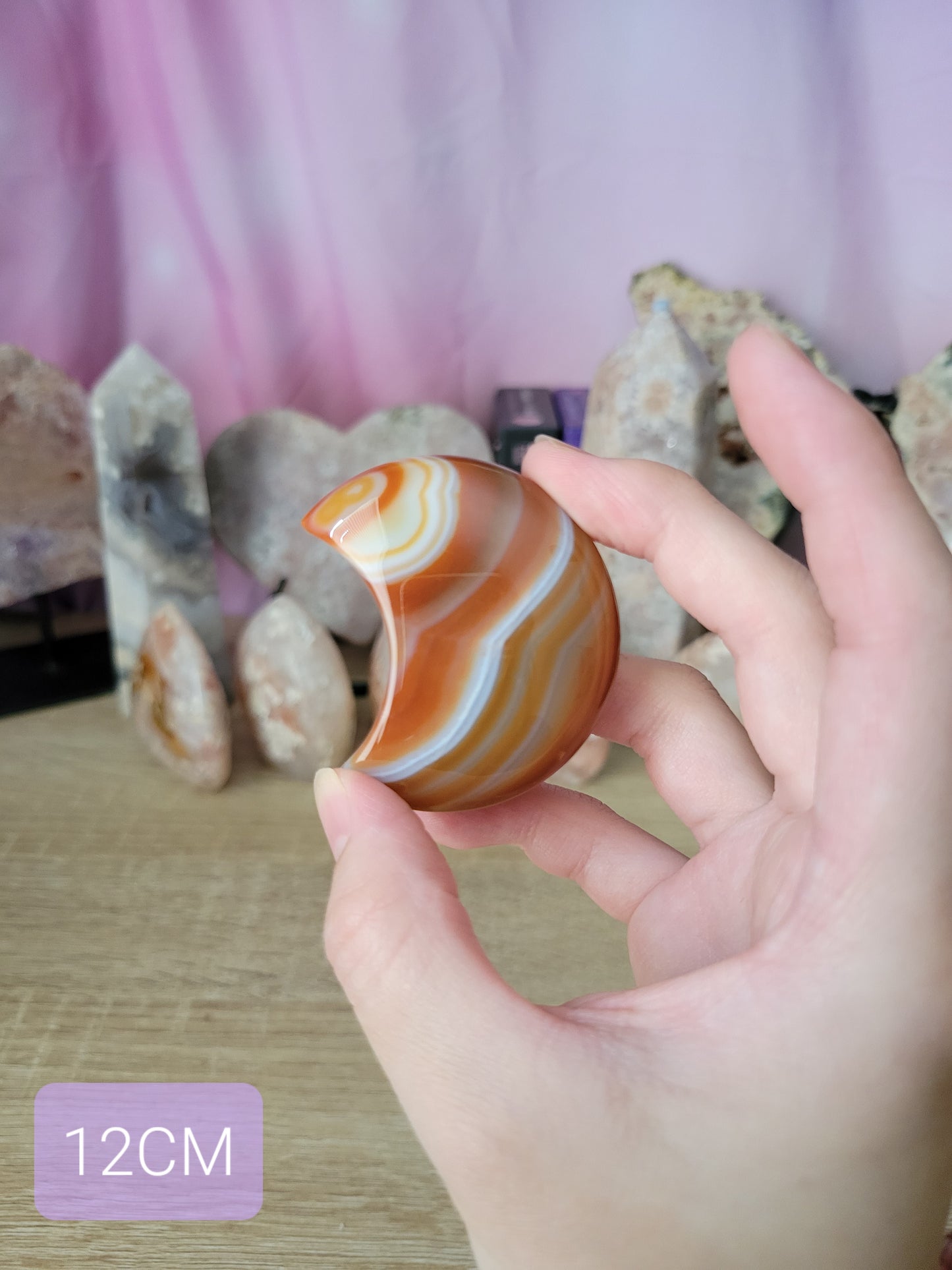 Banded Carnelian Moon 12CM