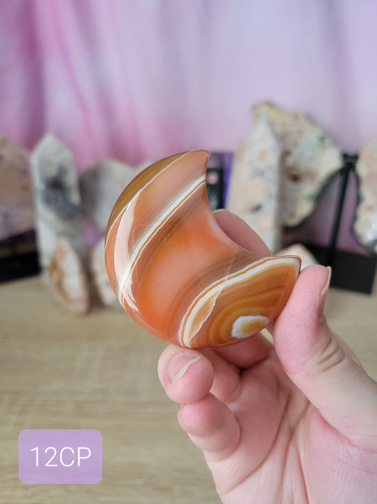 Banded Carnelian Moon Carving 12CP