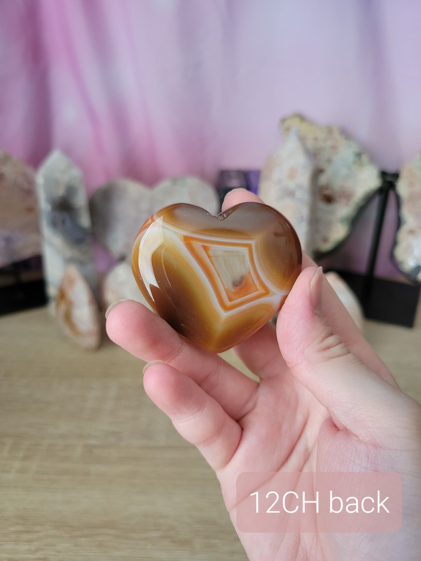 Banded Carnelian Heart Carving 12CH