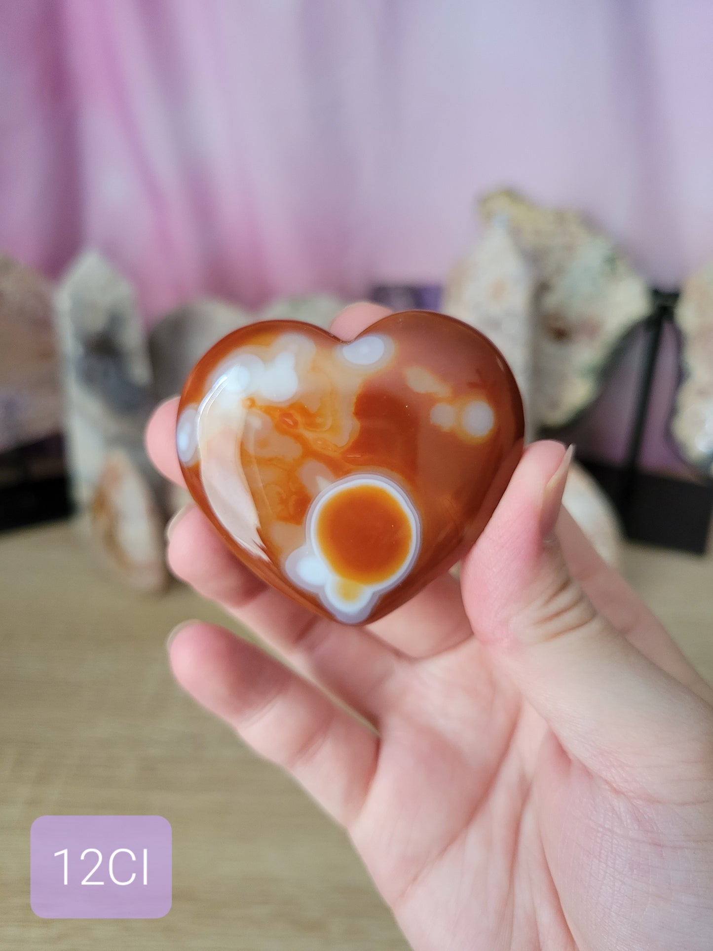 Banded Carnelian Heart Carving 12CI