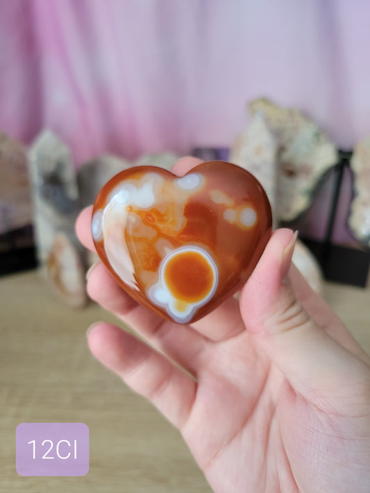 Banded Carnelian Heart Carving 12CI