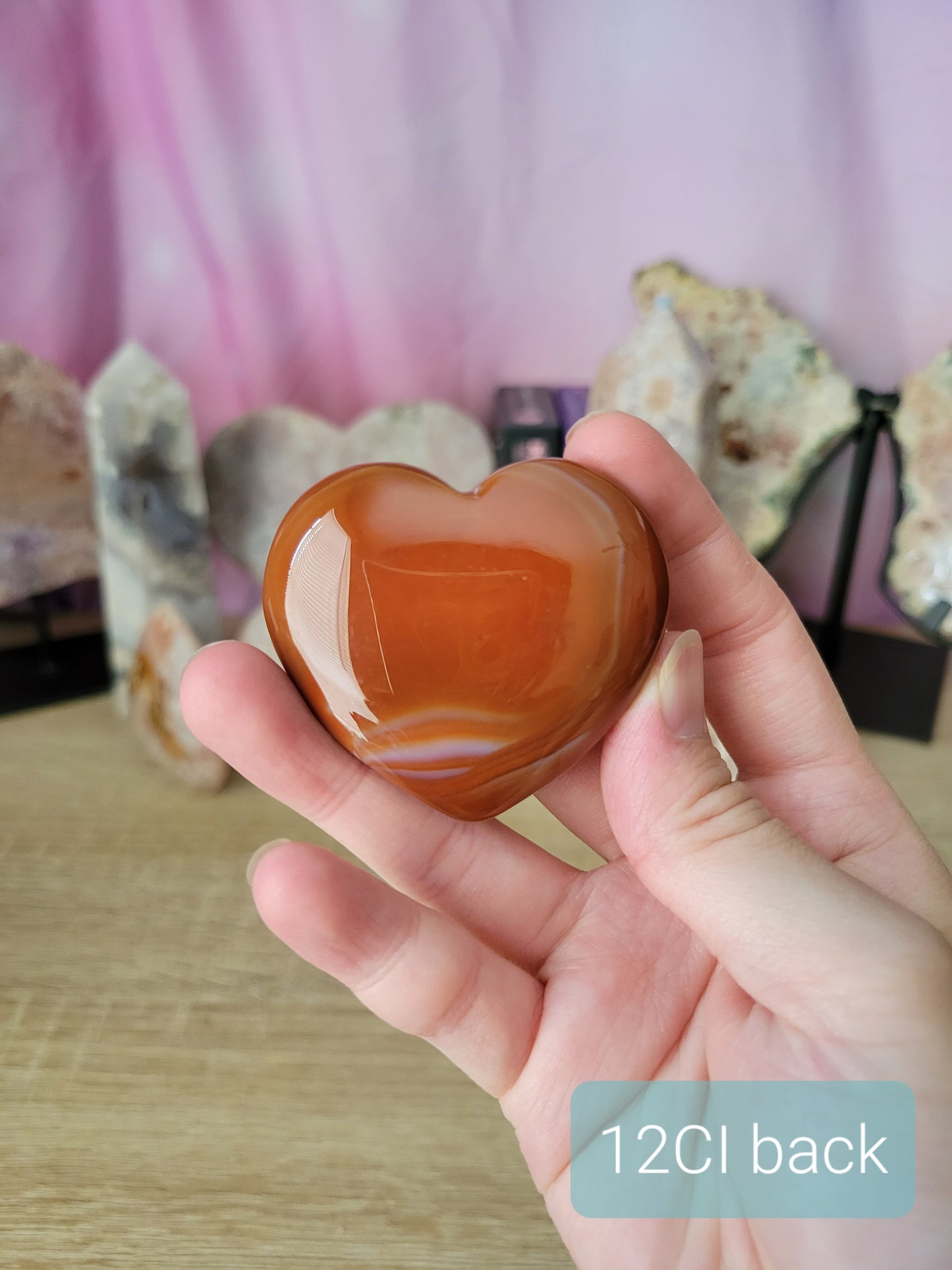 Banded Carnelian Heart Carving 12CI