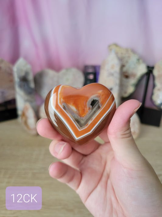 Banded Carnelian Heart Carving 12CK