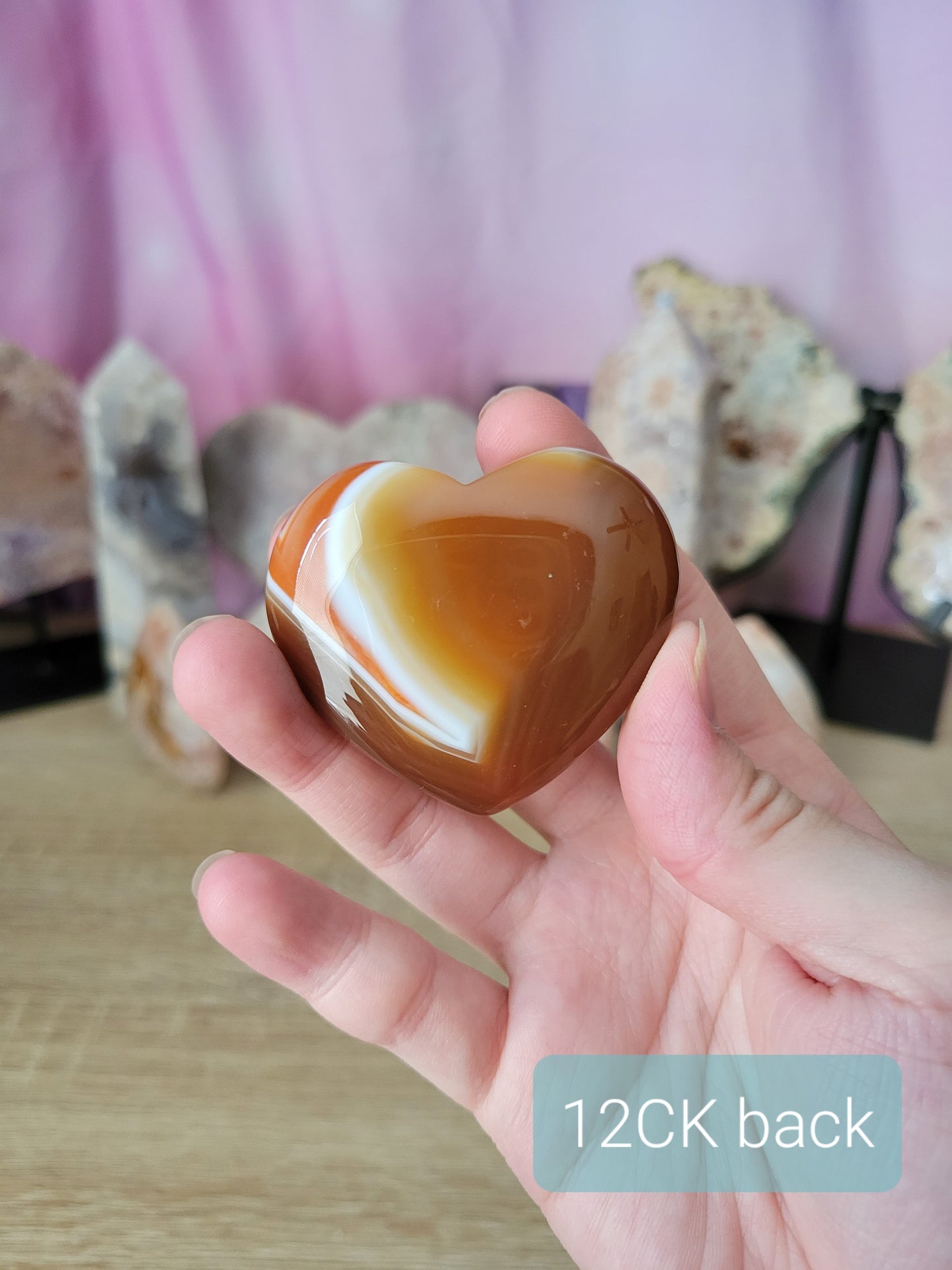 Banded Carnelian Heart Carving 12CK