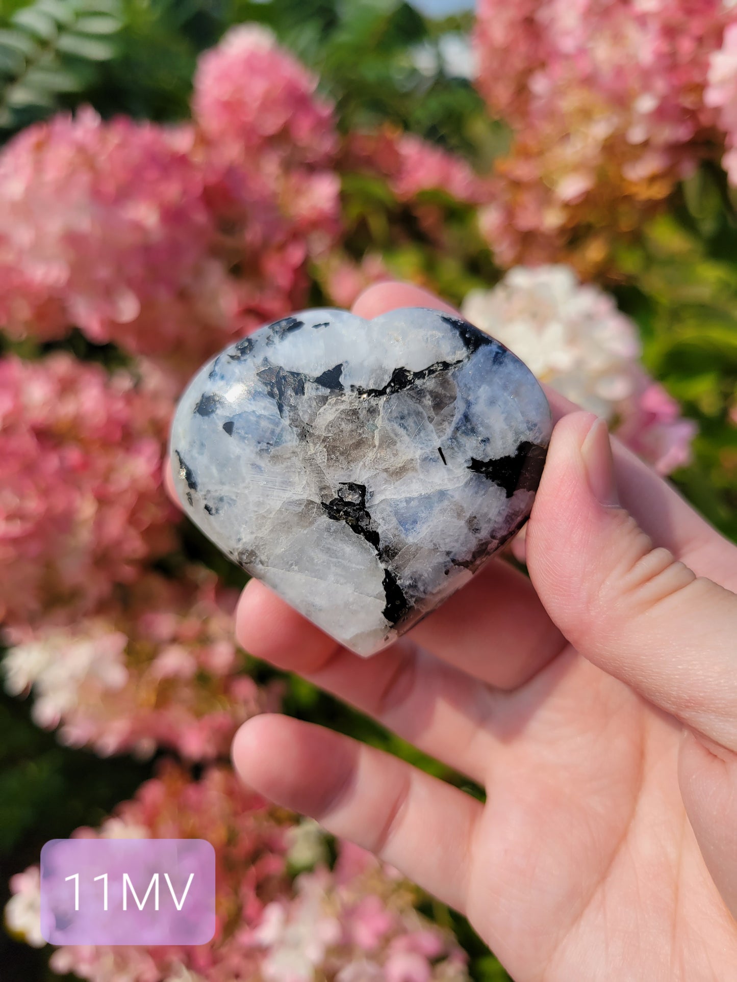 Pretty Rainbow Moonstone Heart Carving 11MV