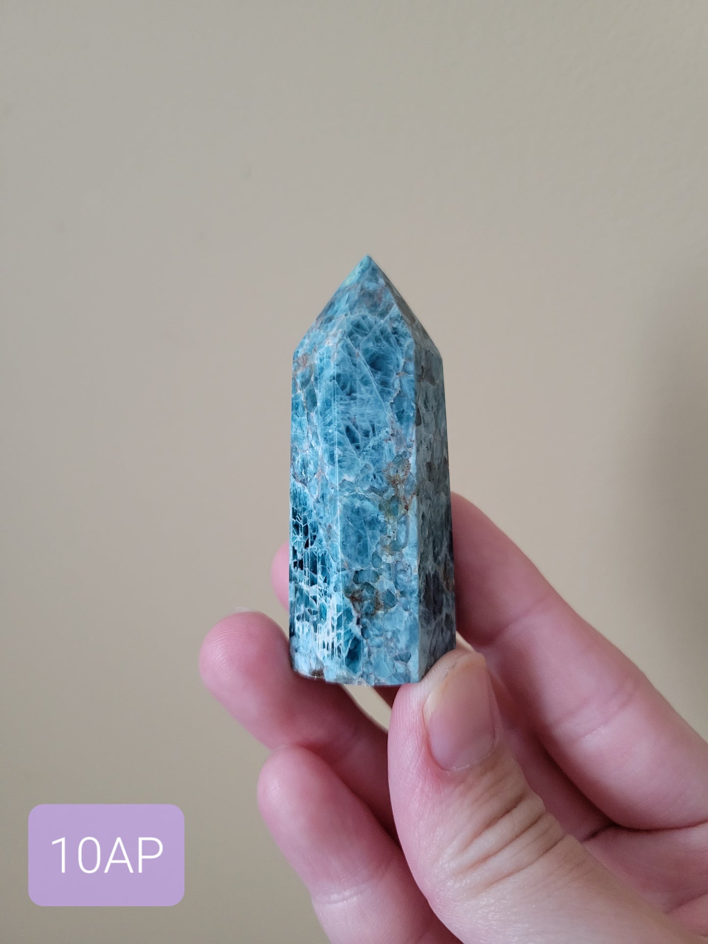 Small Flashy Blue Apatite Point 10AP