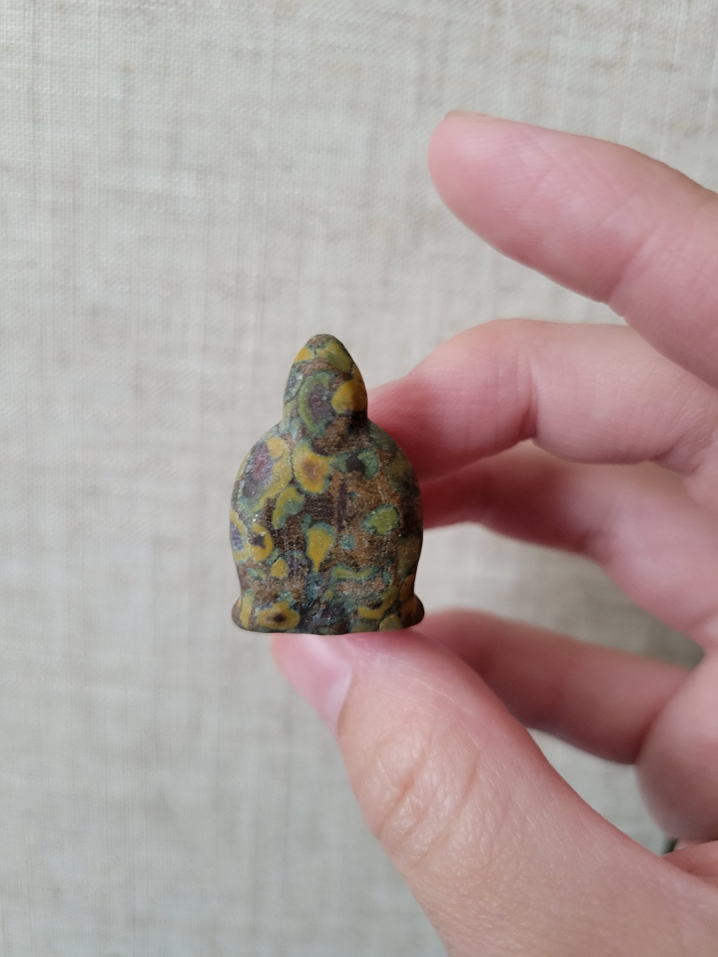 Colorful Matte Rainforest Jasper Kitty Carving 15KK