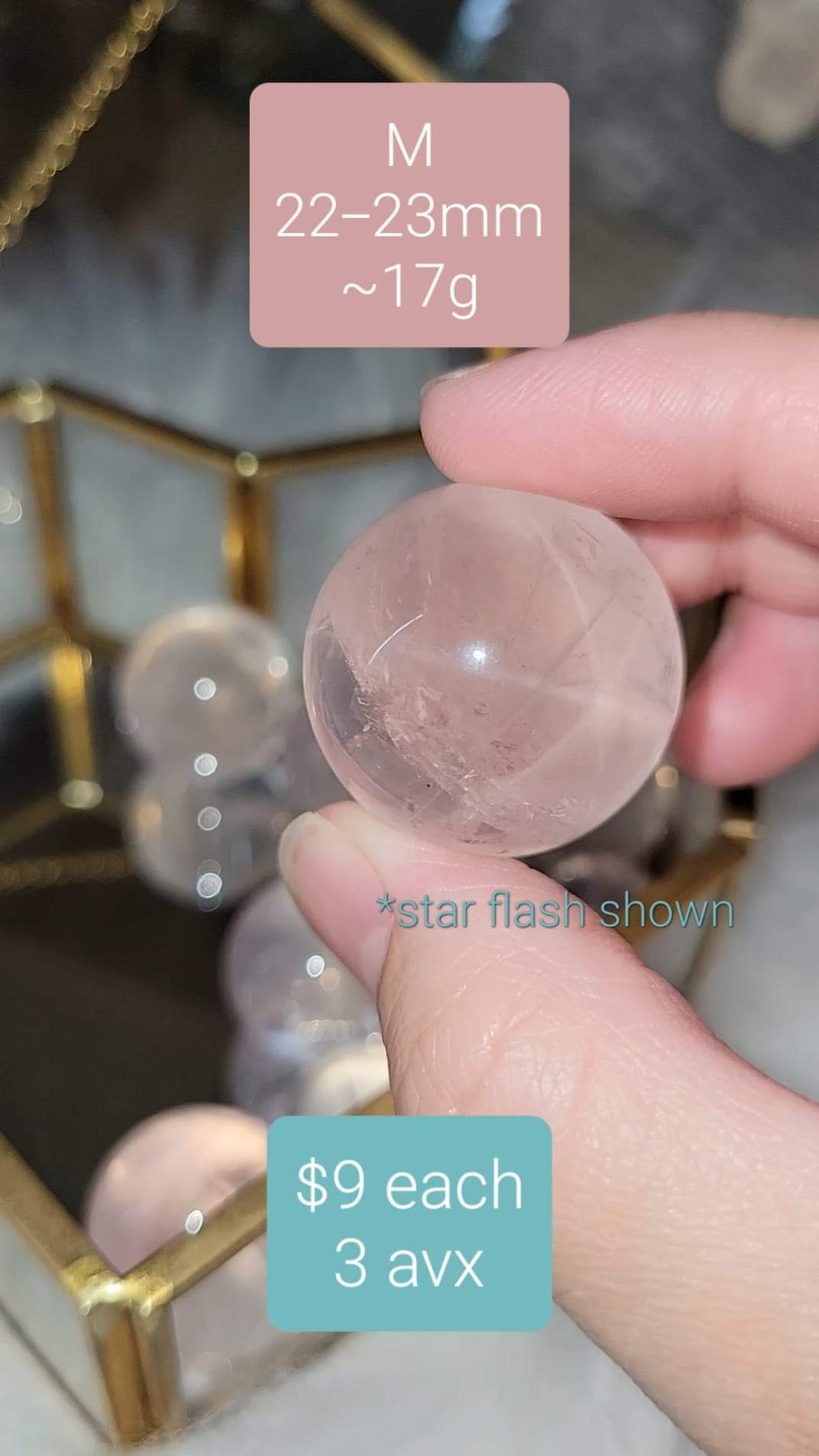 Star Rose Quartz Spheres (various sizes please pick!)