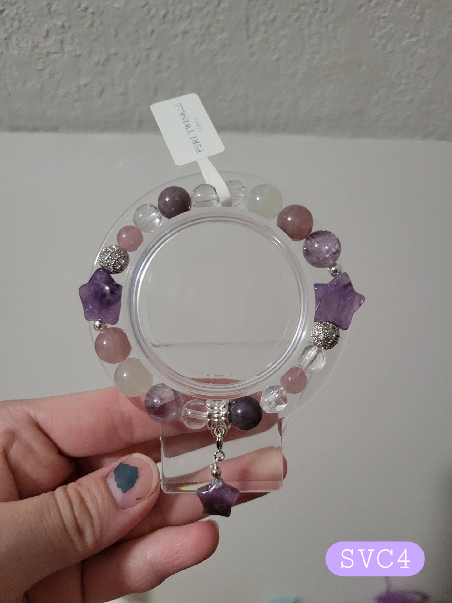 SVC4 Amethyst, Clear Quartz, Lavender Rose Quartz, and Moonstone Bracelet