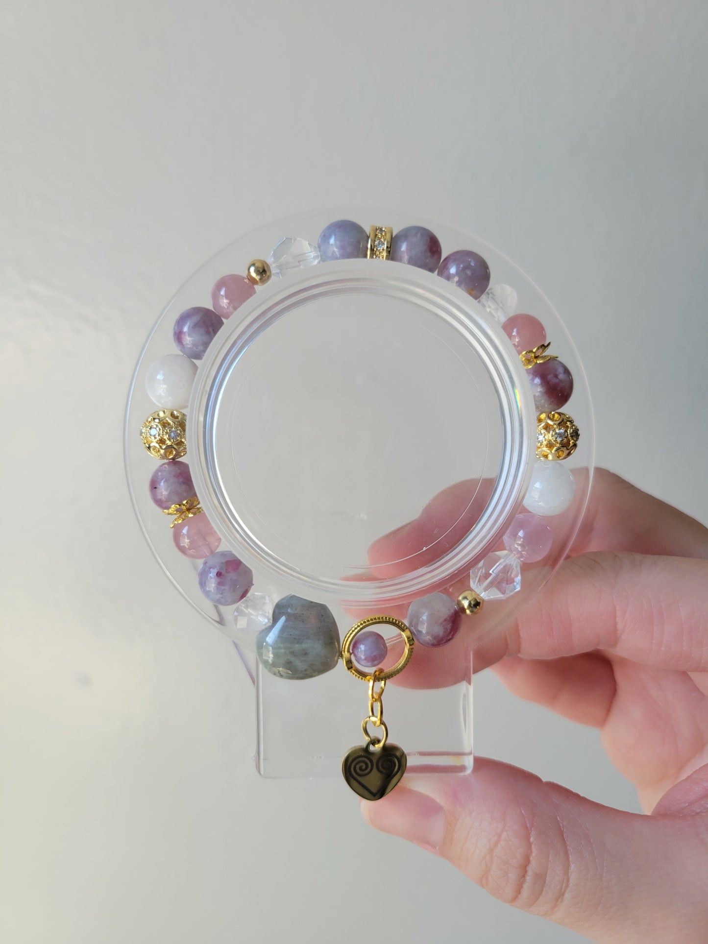 HHD1 Clear Quartz and Unicorn Stone Bracelet