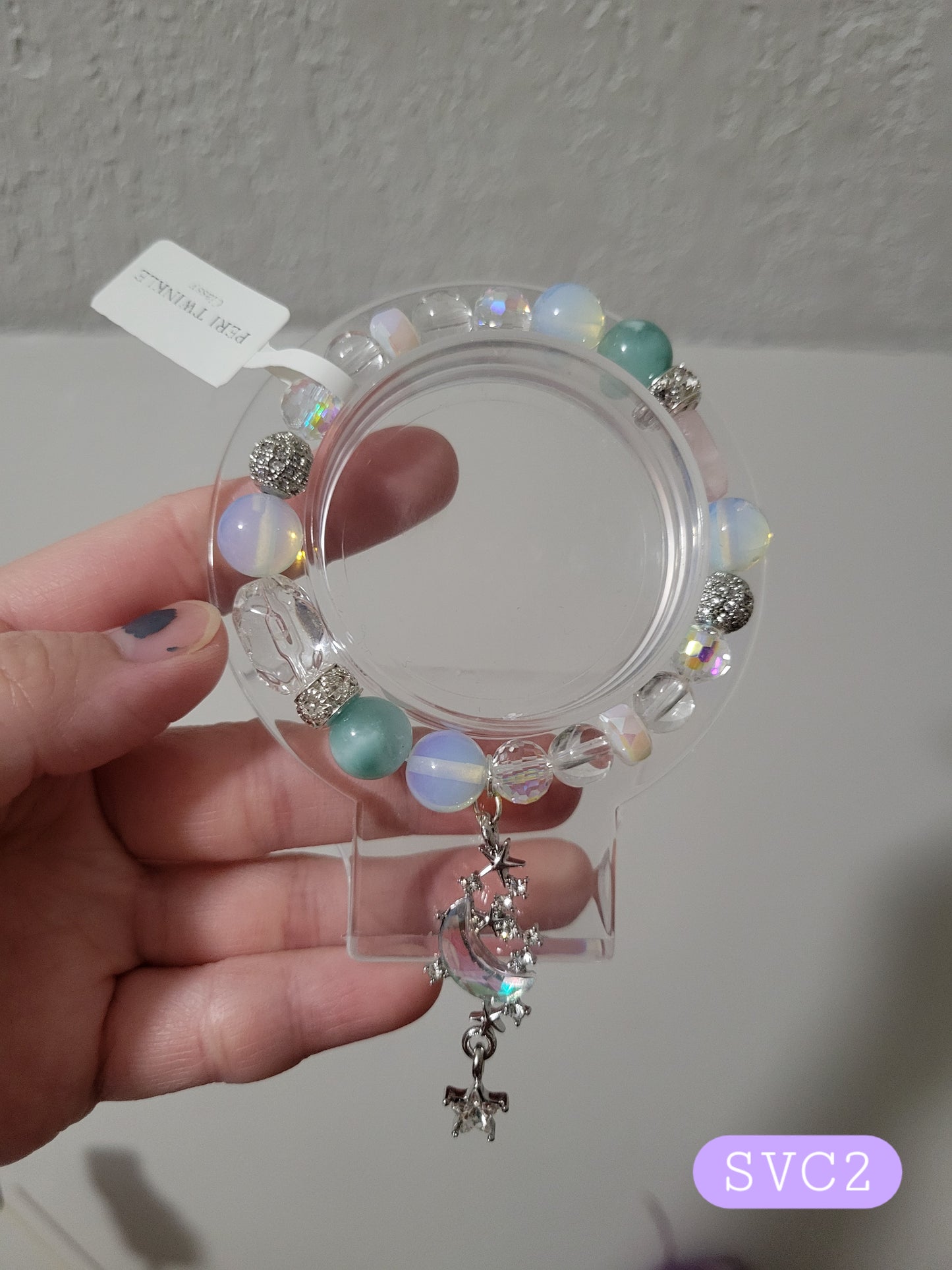 SVC2 Chinese Larimar, Clear Quartz, Opalite, and Rose Quartz Bracelet