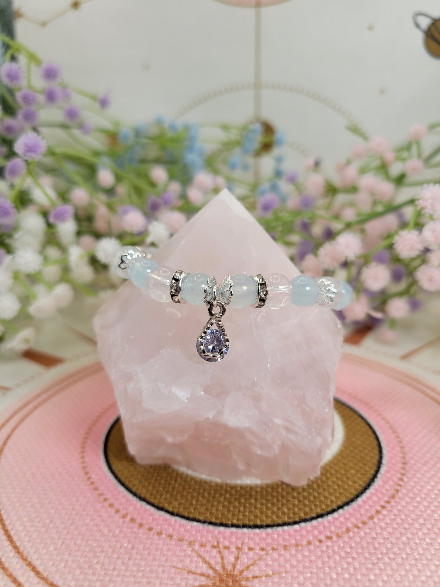 SV17 Aquamarine and Clear Quartz Bracelet