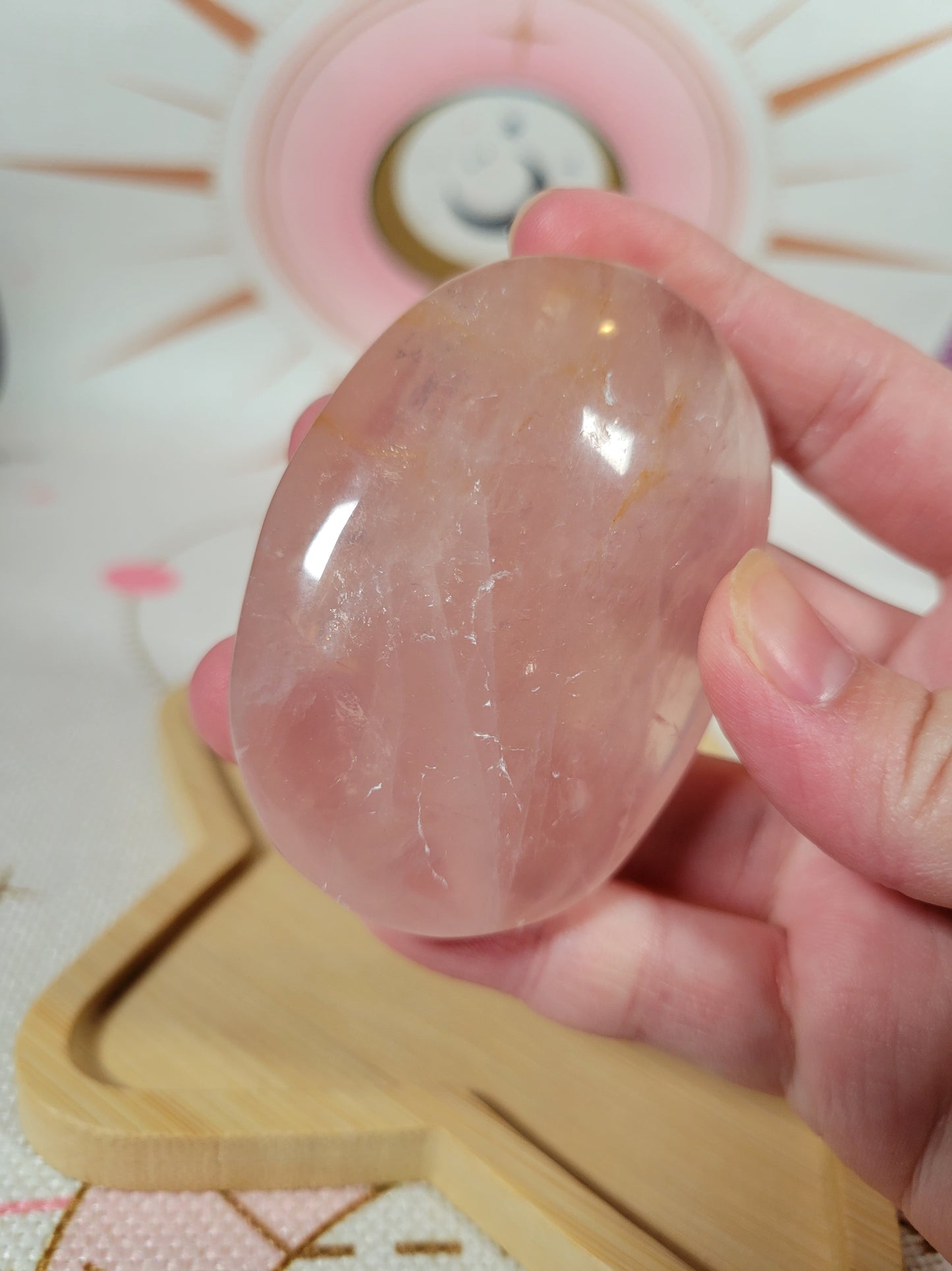 Gemmy Rose Quartz Palm Stone 20RQ