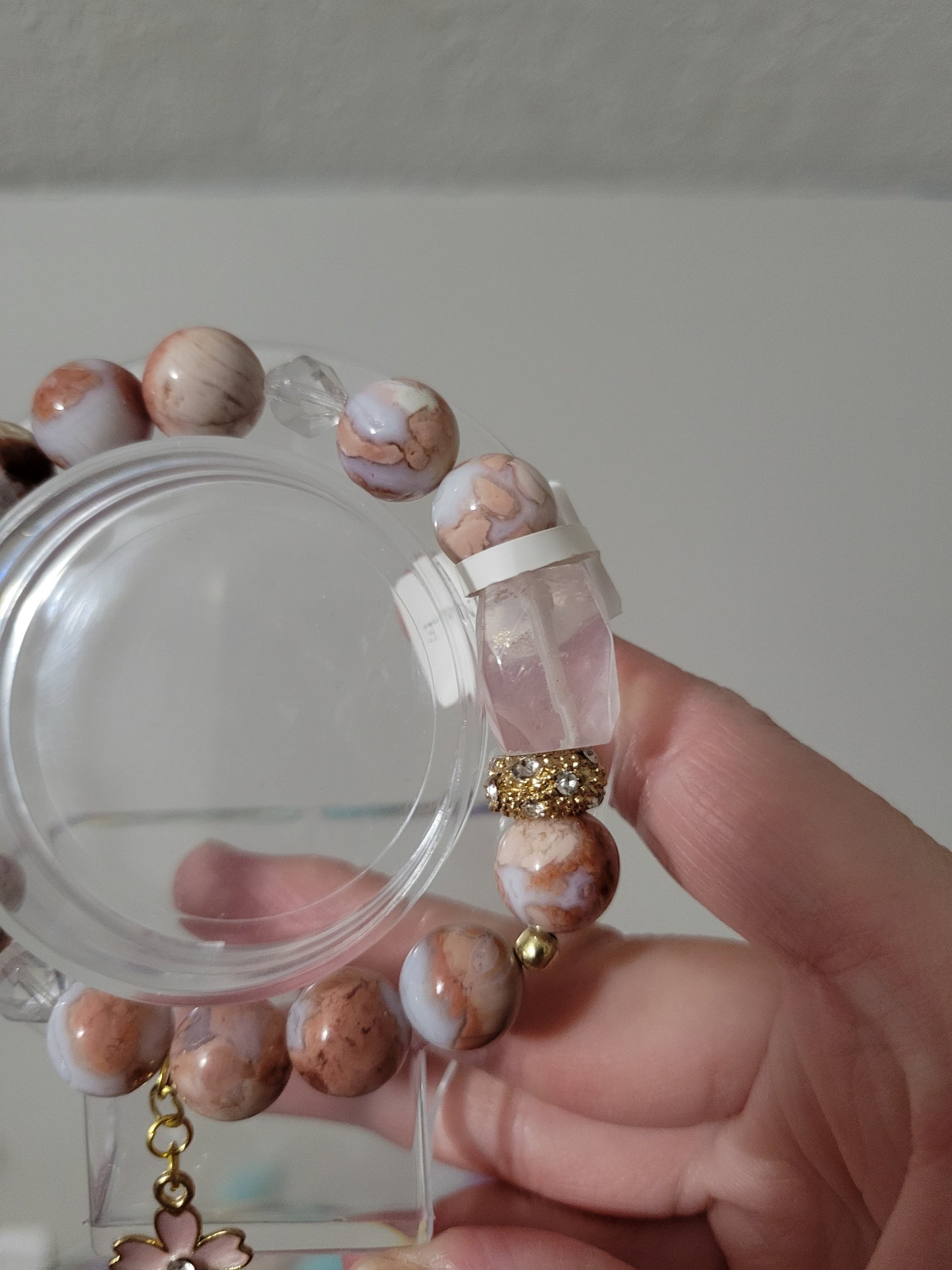 GDC1 Clear Quartz, Pink Agate, and Rose Quartz Bracelet