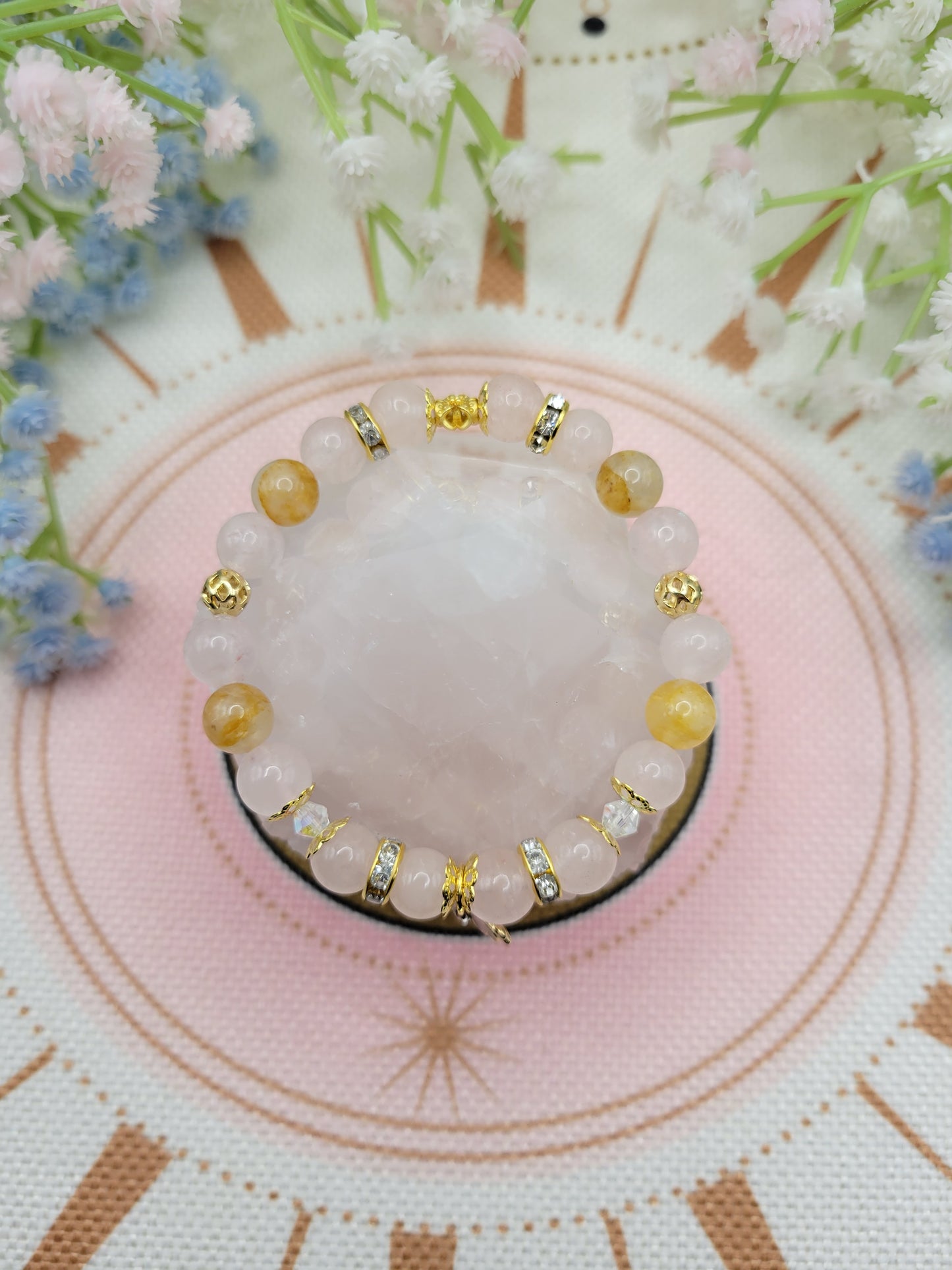 GD44 Golden Healer and Rose Quartz Bracelet