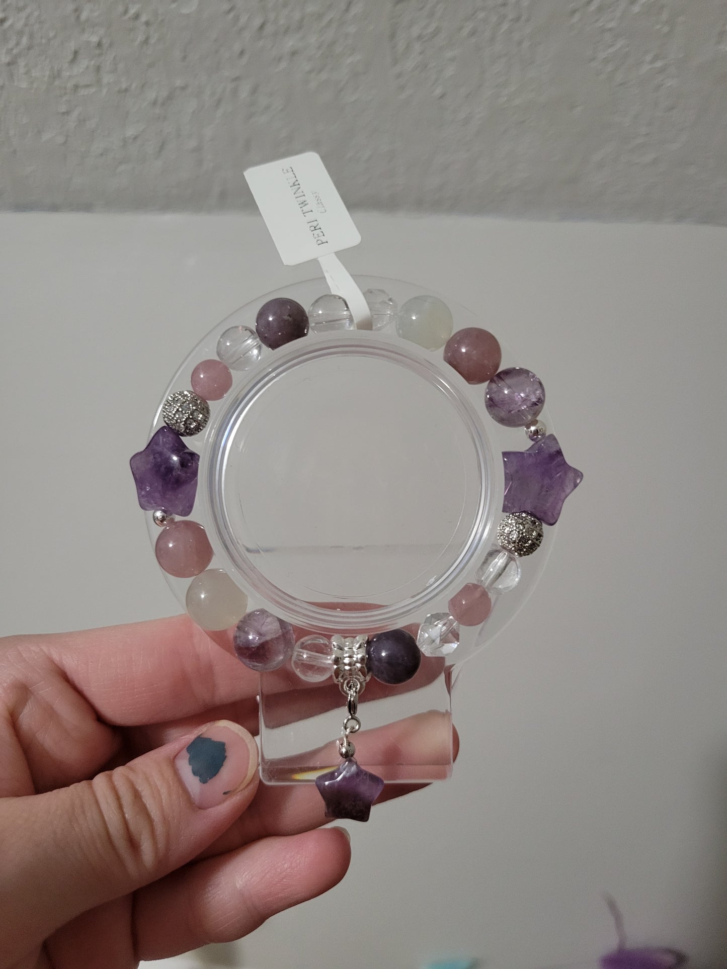 SVC4 Amethyst, Clear Quartz, Lavender Rose Quartz, and Moonstone Bracelet