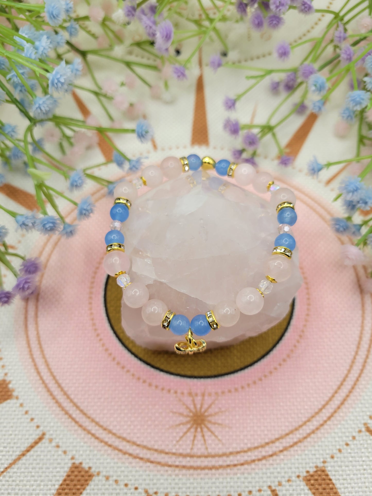 GD58 Blue Chalcedony and Rose Quartz