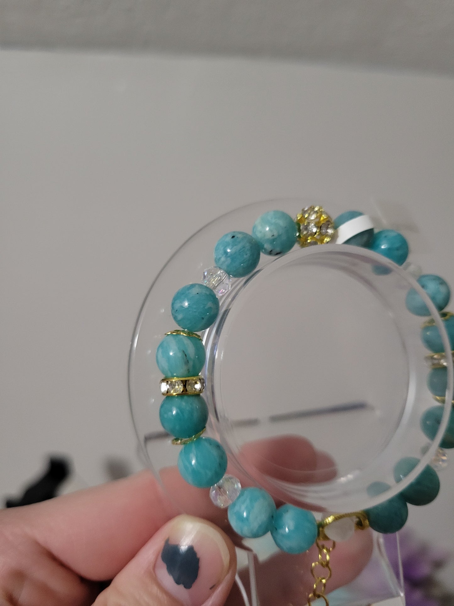 GD74 Amazonite and Clear Quartz Bracelet