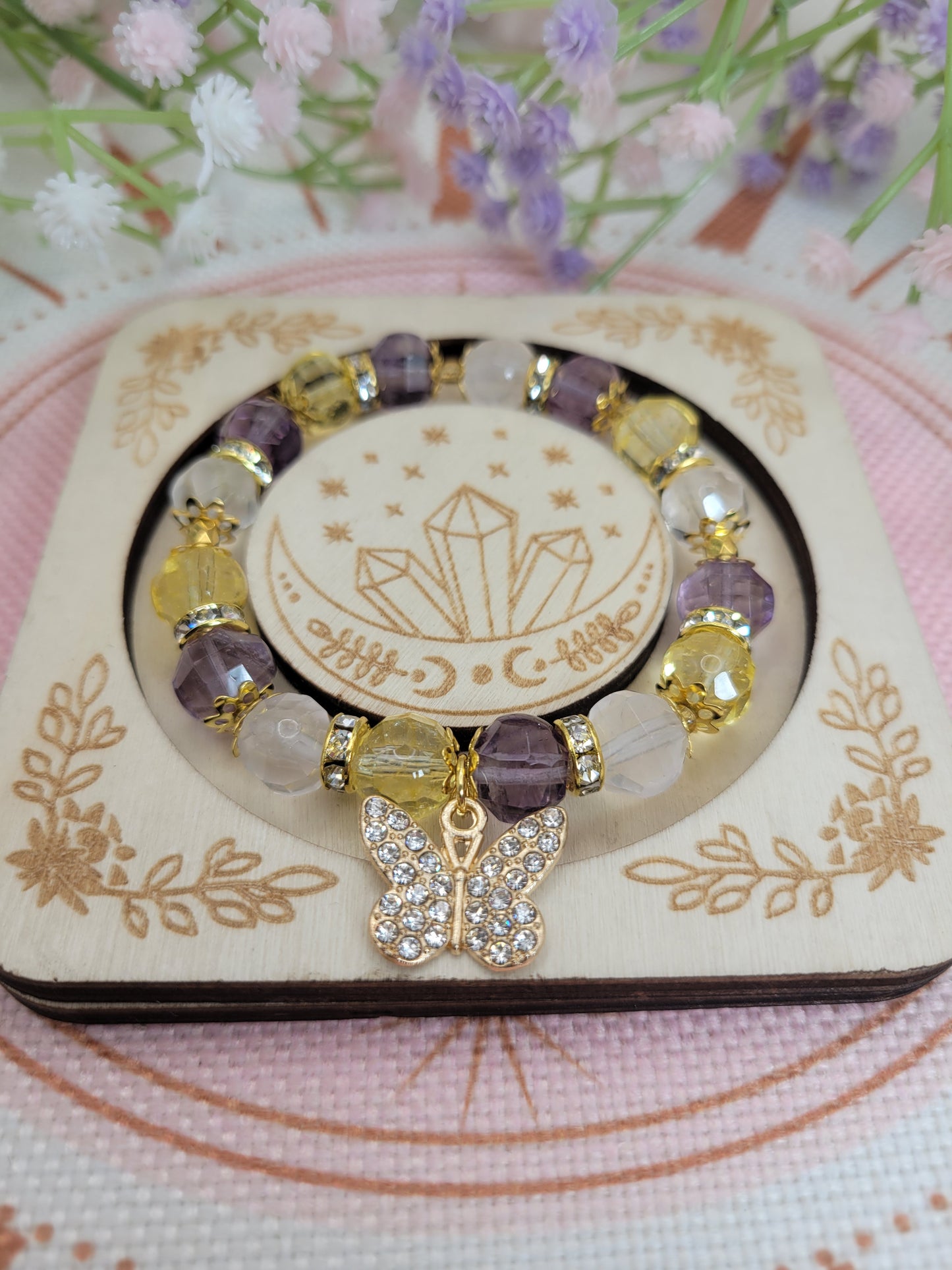 GD2 Amethyst, Rose Quartz, Citrine Faceted Bracelet