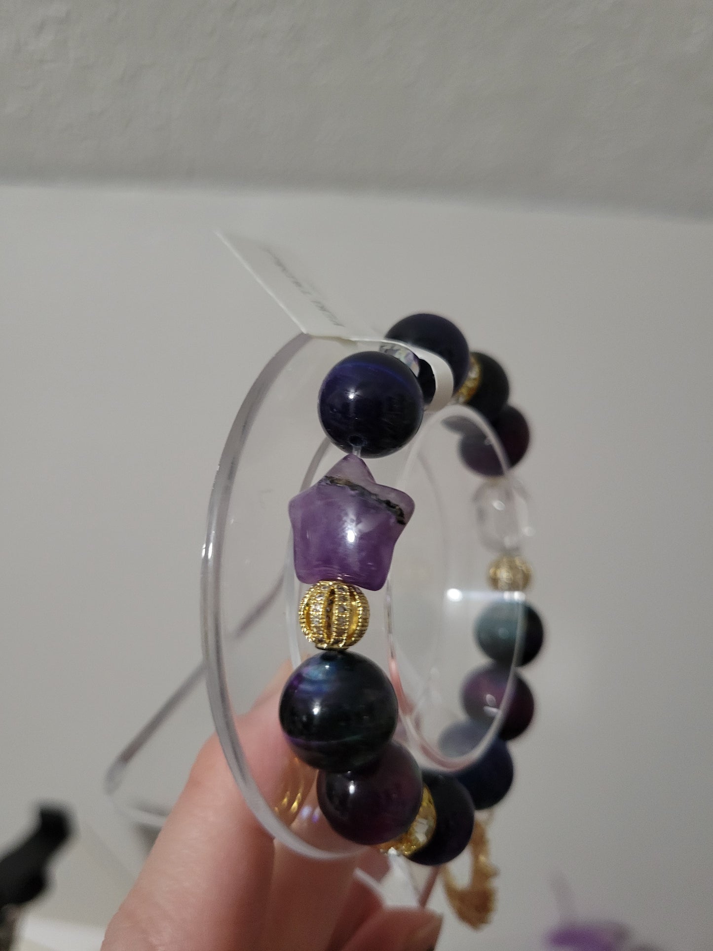 GDC11 Amethyst, Clear Quartz, and Galaxy Tigers Eye Bracelet