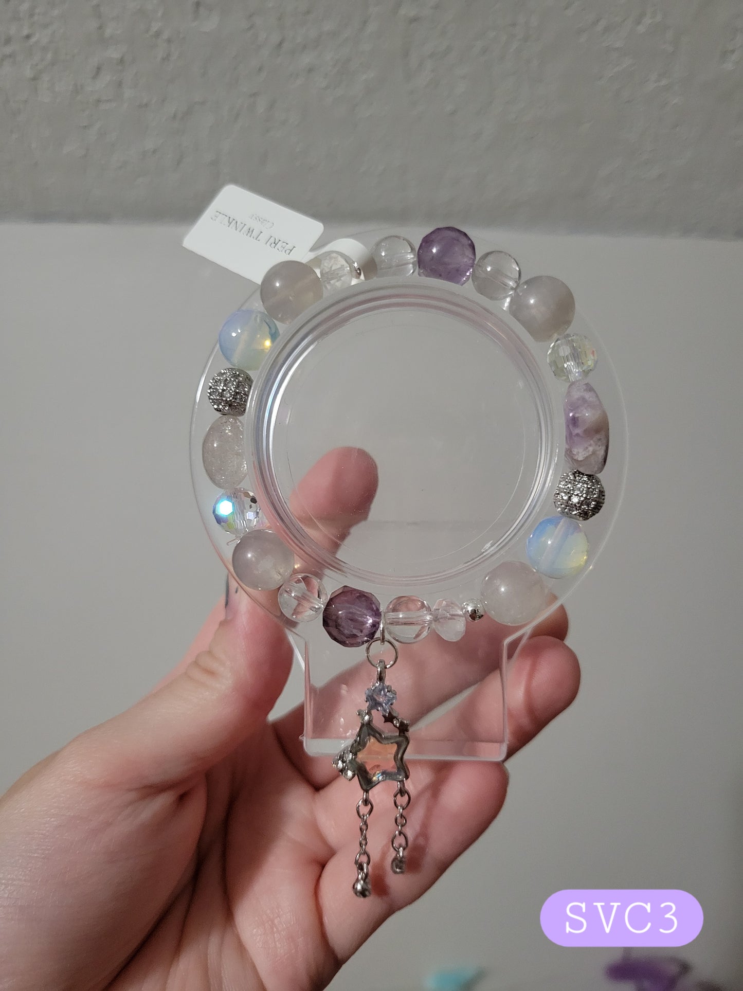 SVC3 Amethyst, Blue Rose Quartz, Clear Quartz, and Opalite Bracelet