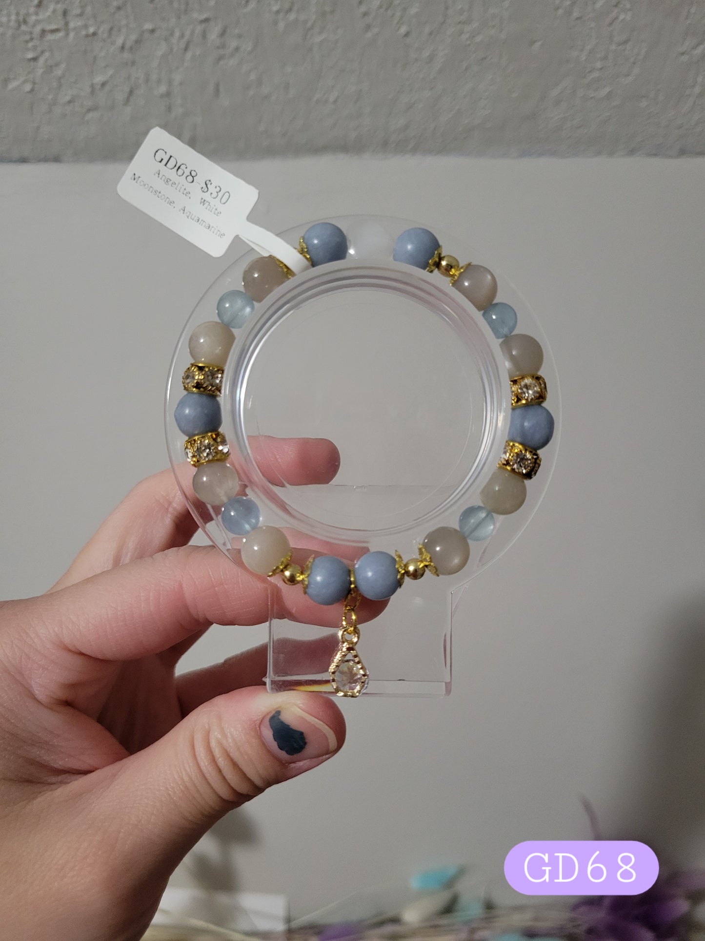 GD68 Angelite, Aquamarine, and Moonstone Bracelet