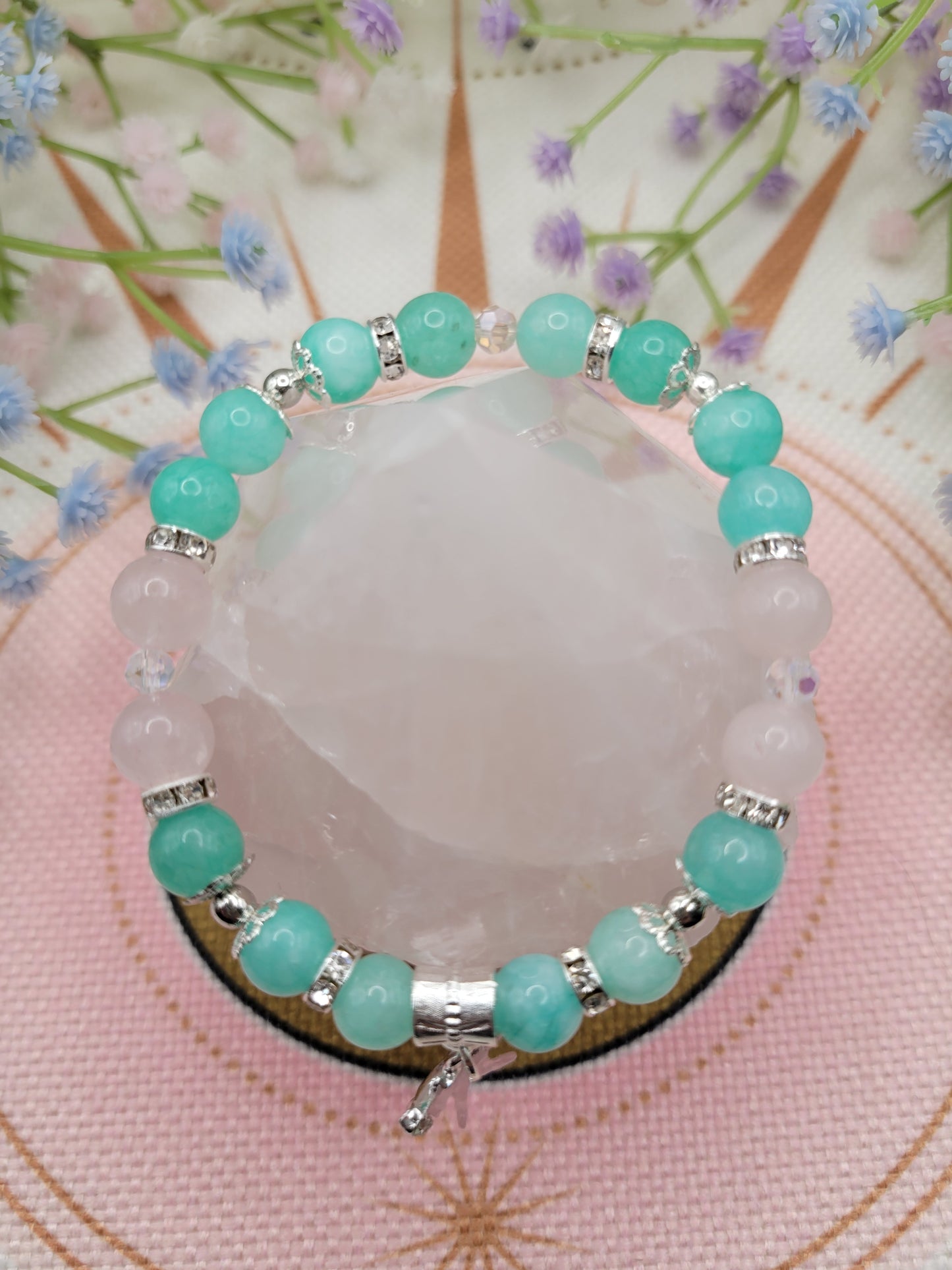 SV56 Green Chalcedony and Rose Quartz Bracelet