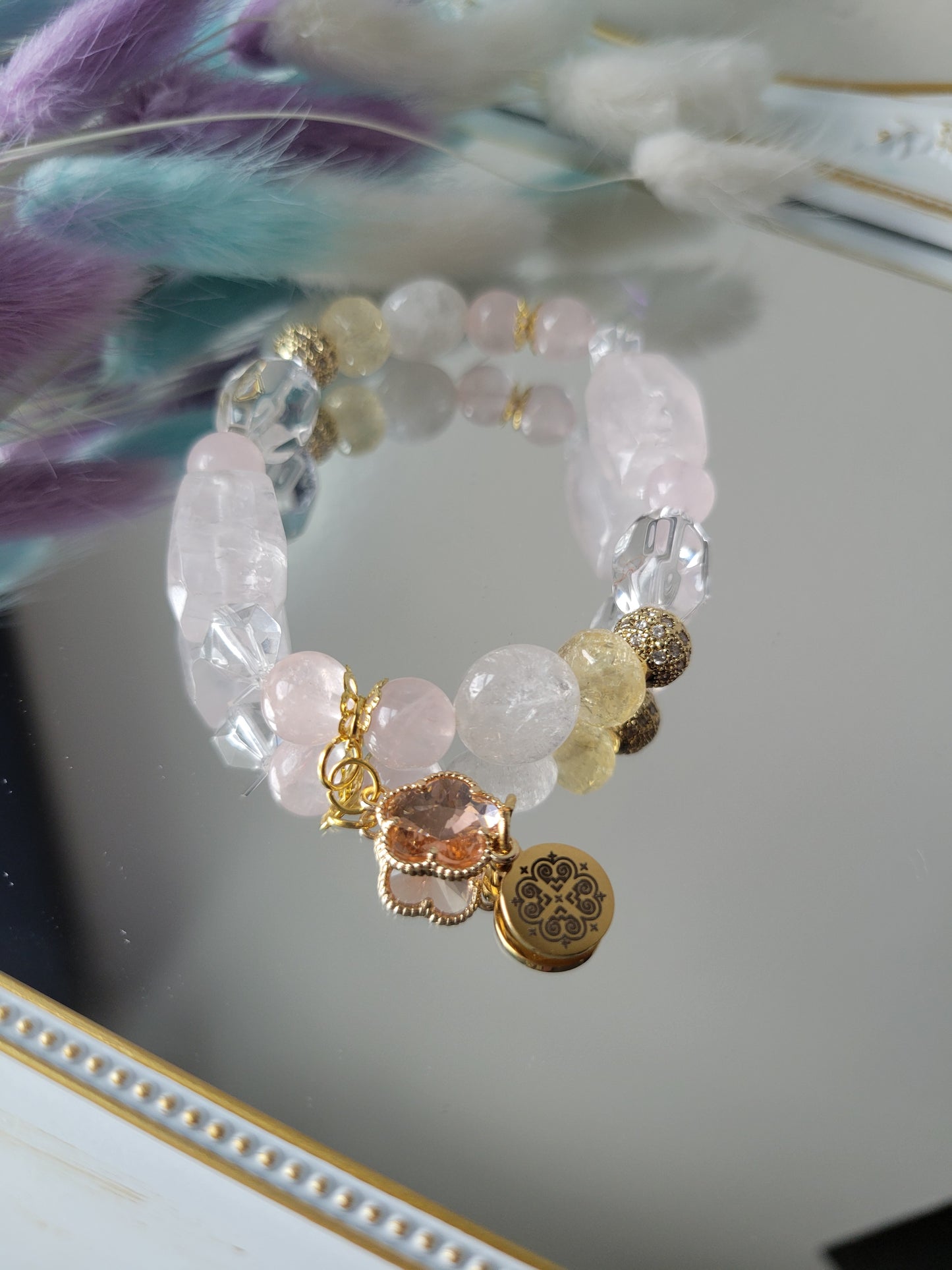 HEC3 Citrine, Clear Quartz, and Rose Quartz Bracelet