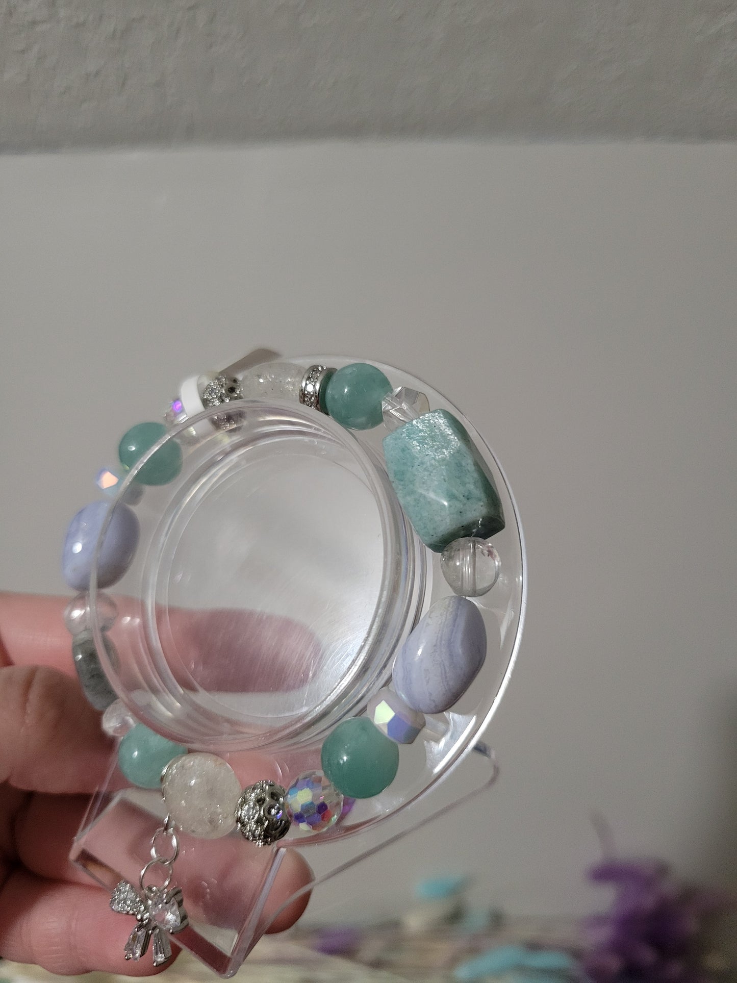 SVC8 Amazonite, Blue Lace Agate, Chinese Larimar, Clear Quartz, and Labradorite Bracelet