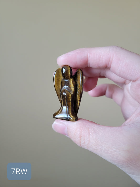 Small Flashy Tigers Eye Angel Carving 7RW