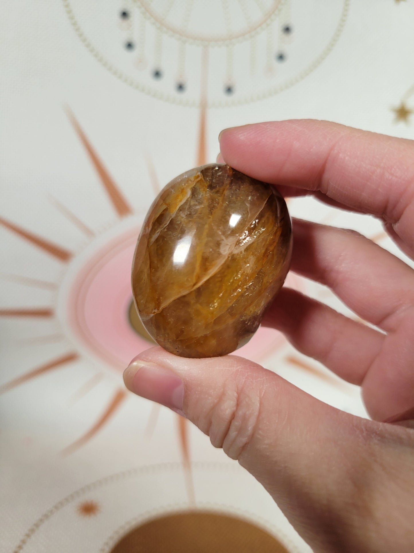 Small Sparkly Golden Healer Palm Stone 5GP