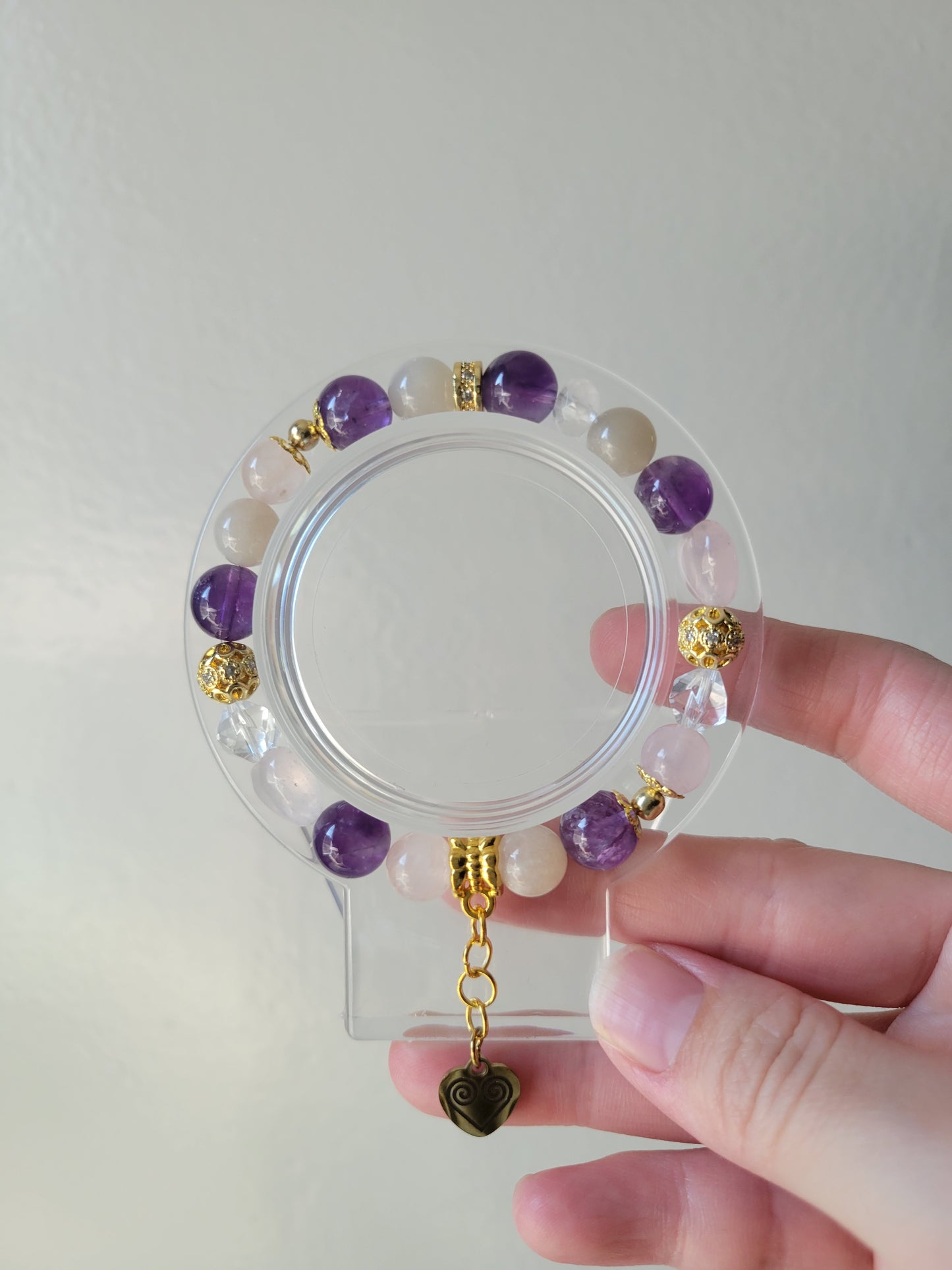 HHD2 Amethyst, Rose Quartz, and White Moonstone Bracelet