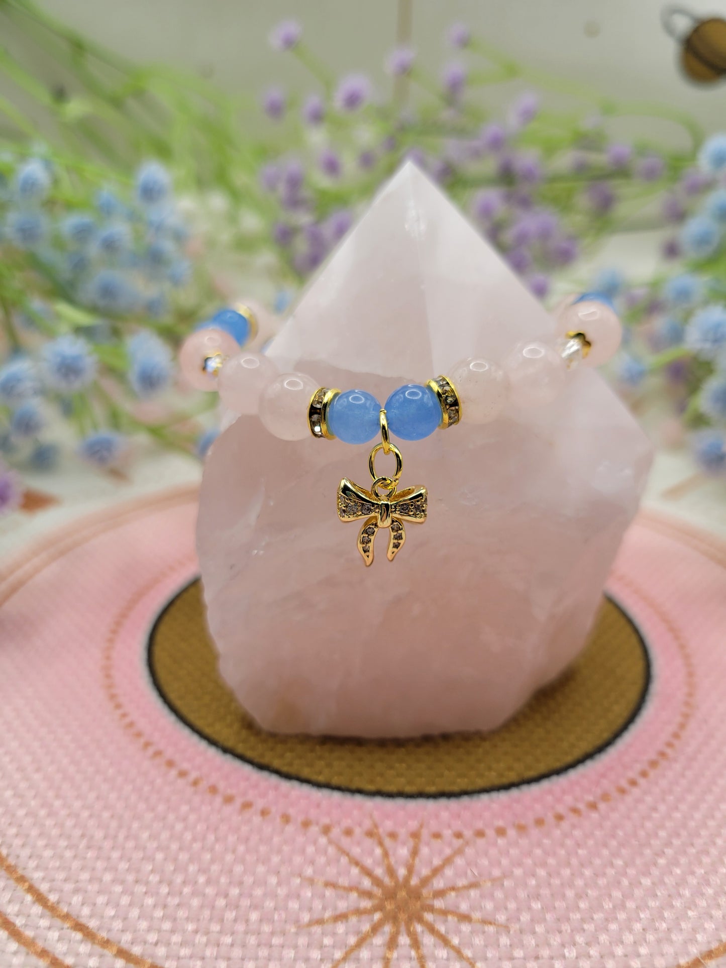 GD58 Blue Chalcedony and Rose Quartz