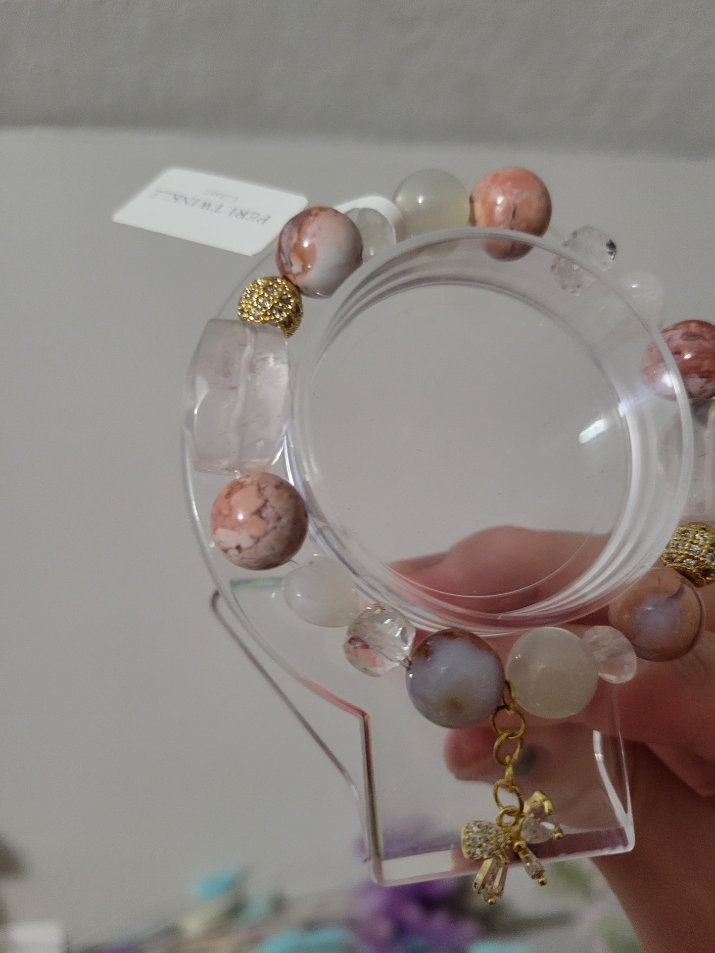 GDC2 Clear Quartz, Pink Agate, Rose Quartz, and White Moonstone Bracelet