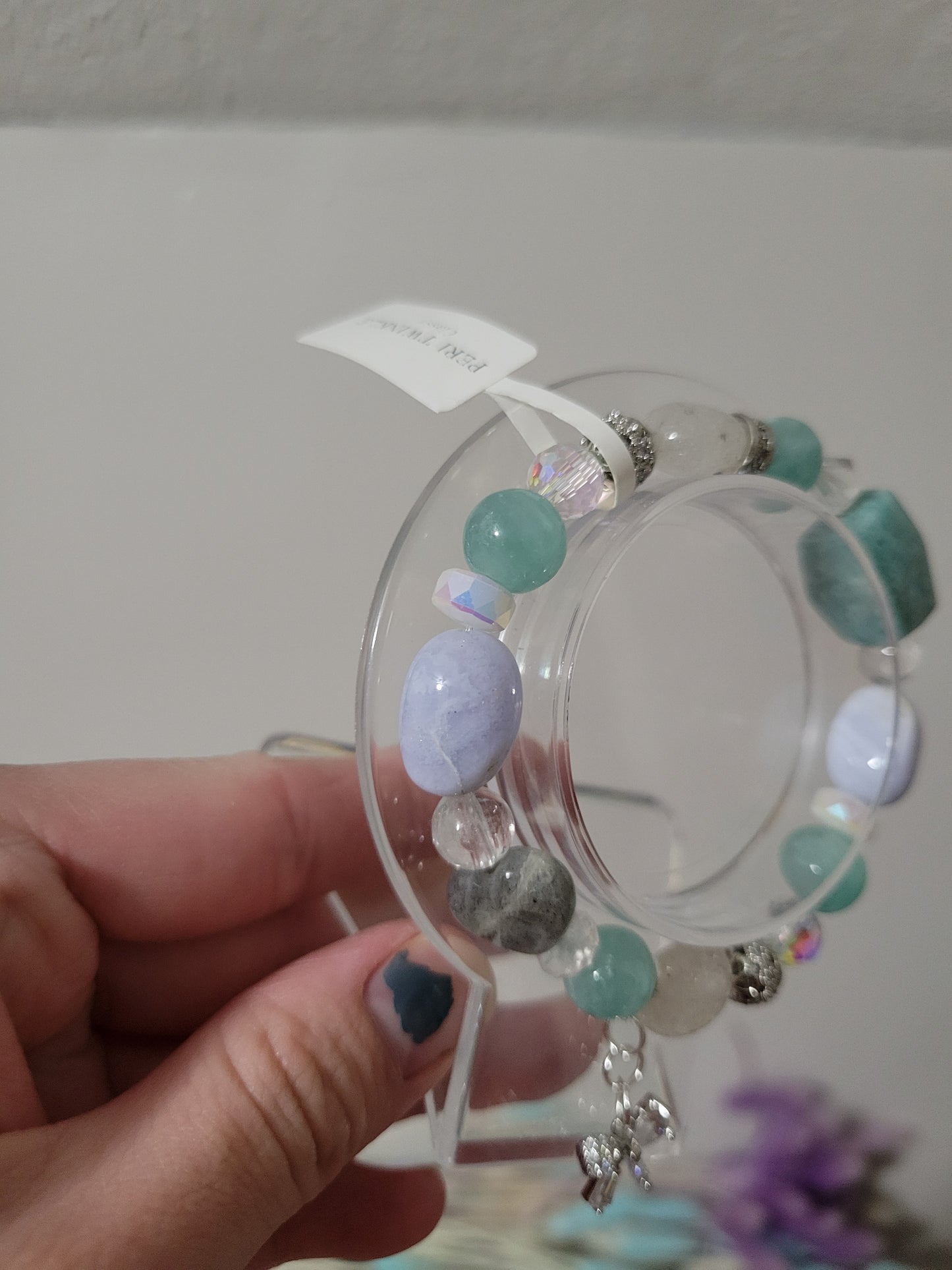 SVC8 Amazonite, Blue Lace Agate, Chinese Larimar, Clear Quartz, and Labradorite Bracelet